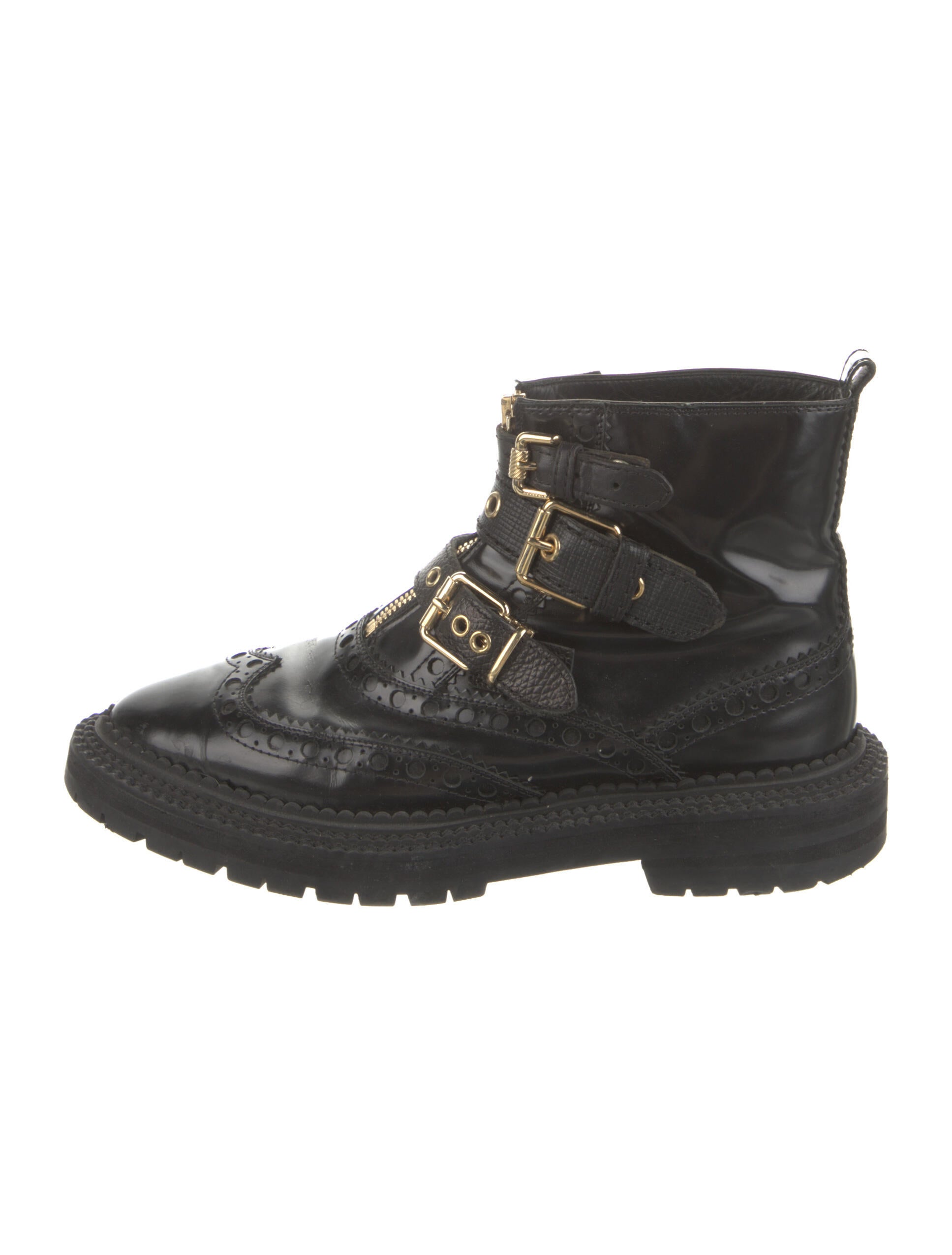 Fendi Leather Studded Accents Combat 