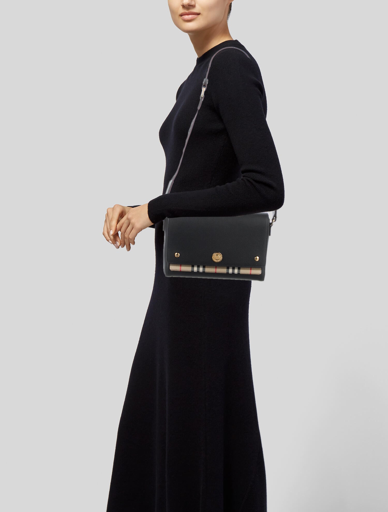 Burberry Vintage Check Note Crossbody Bag Black Crossbody Bags