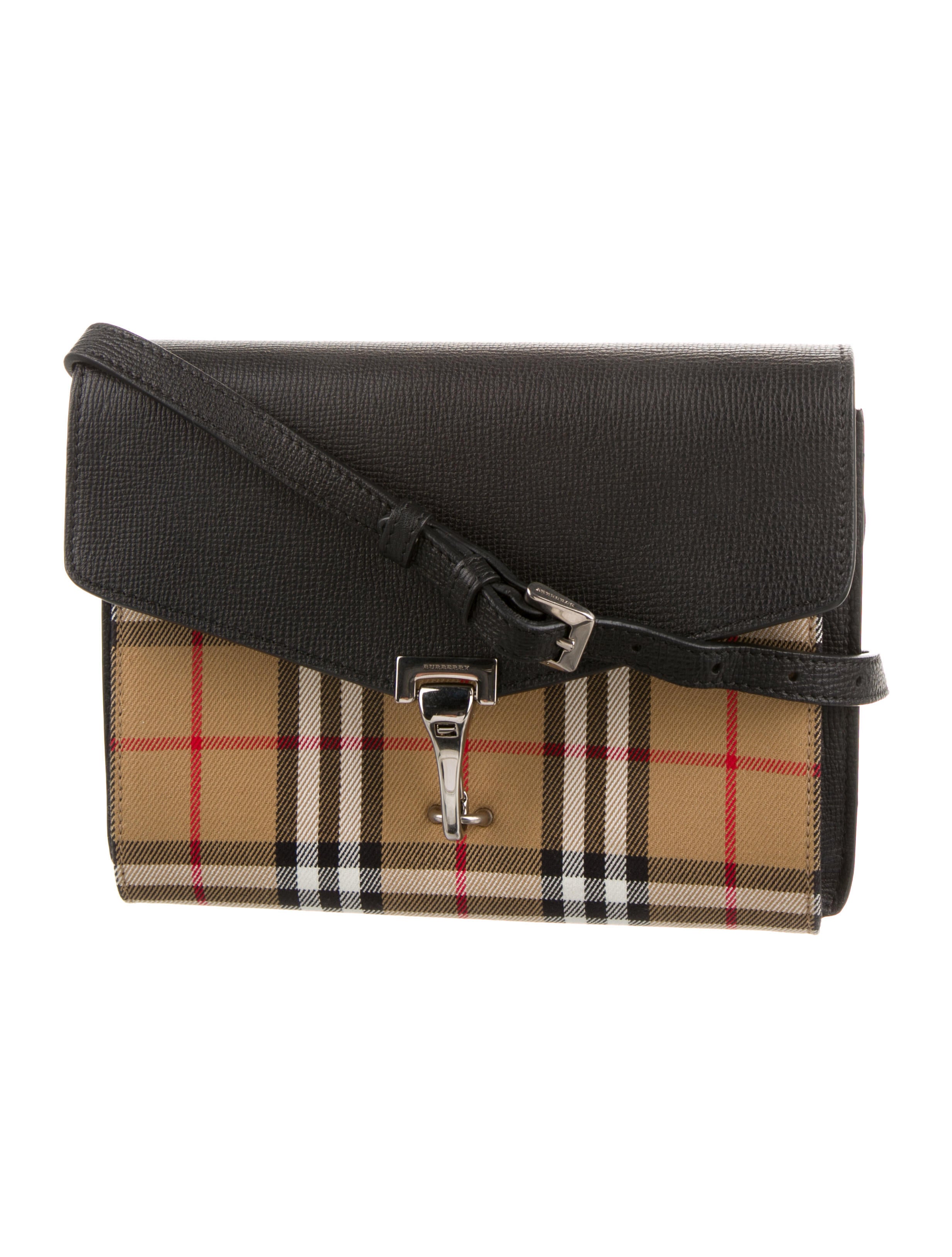 Burberry Leather Nova Check Crossbody Bag Black Crossbody Bags