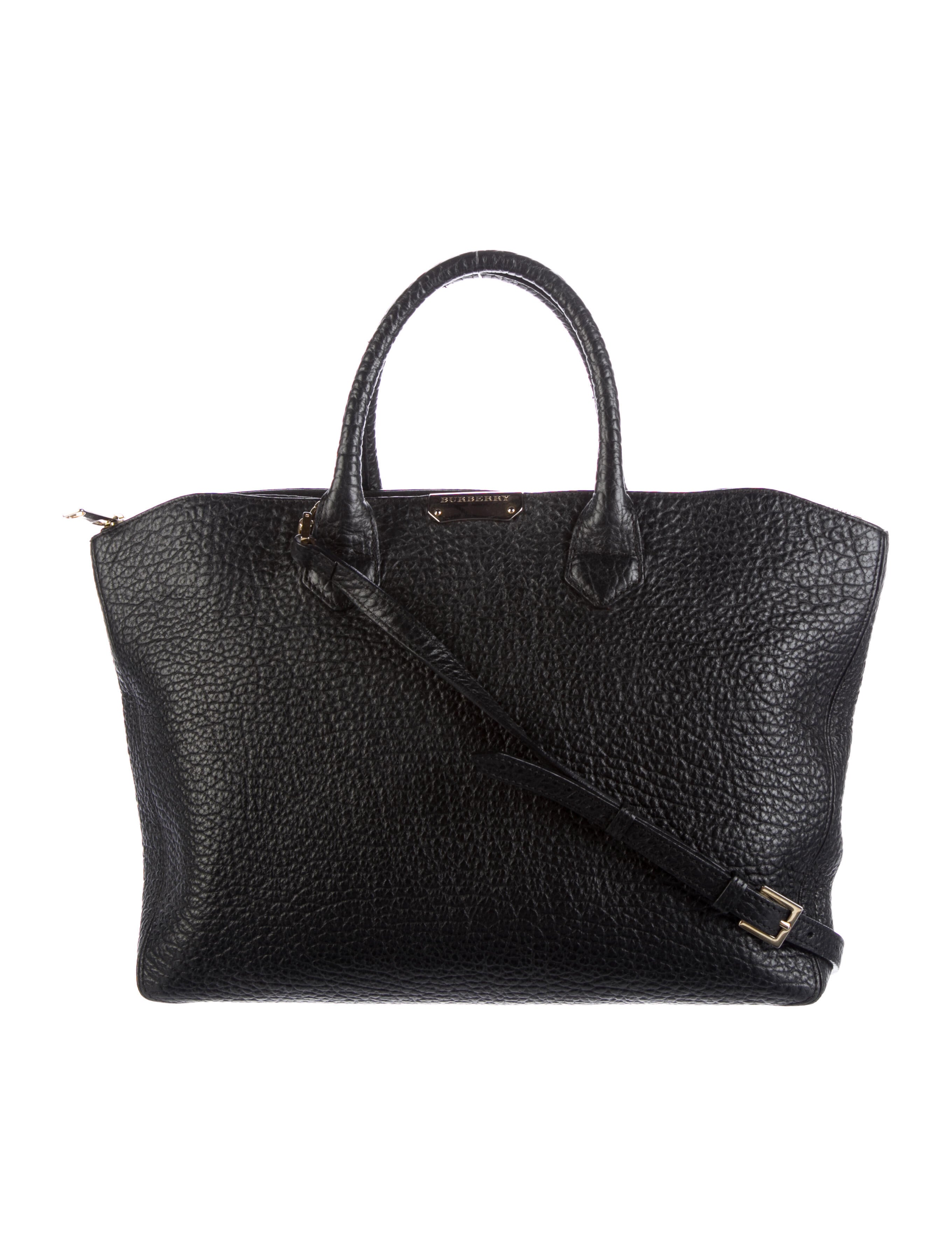 Burberry Pebbled Leather Tote Black Totes, Handbags BUR328991 The RealReal