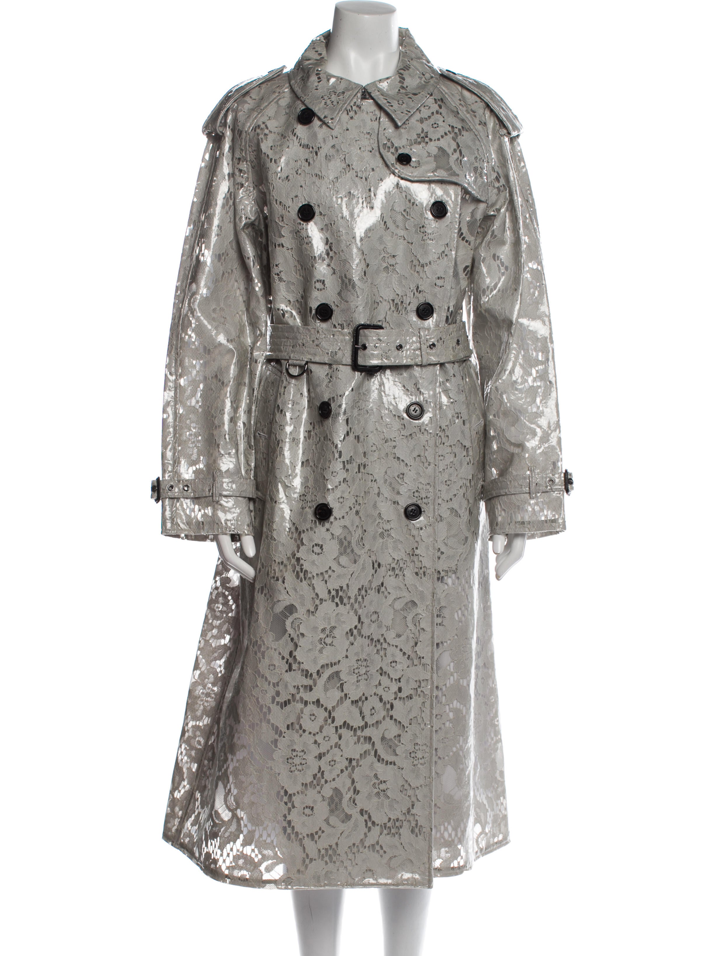 Burberry Floral Print Trench Coat Grey Coats, Clothing BUR332782