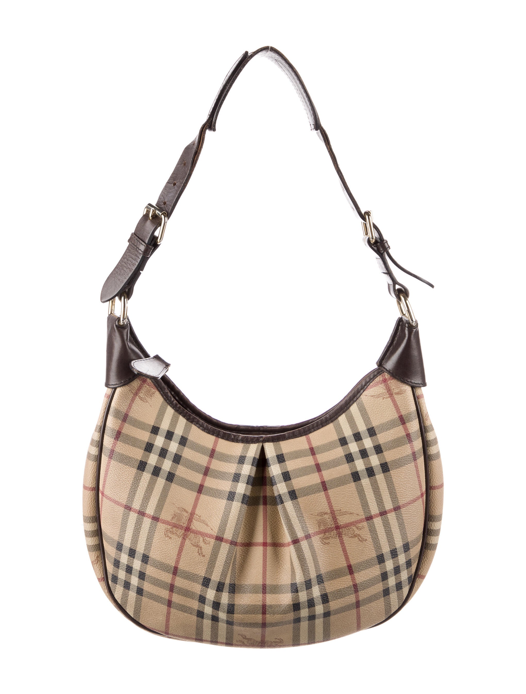 Burberry Suede House Check Shoulder Bag Neutrals Shoulder Bags