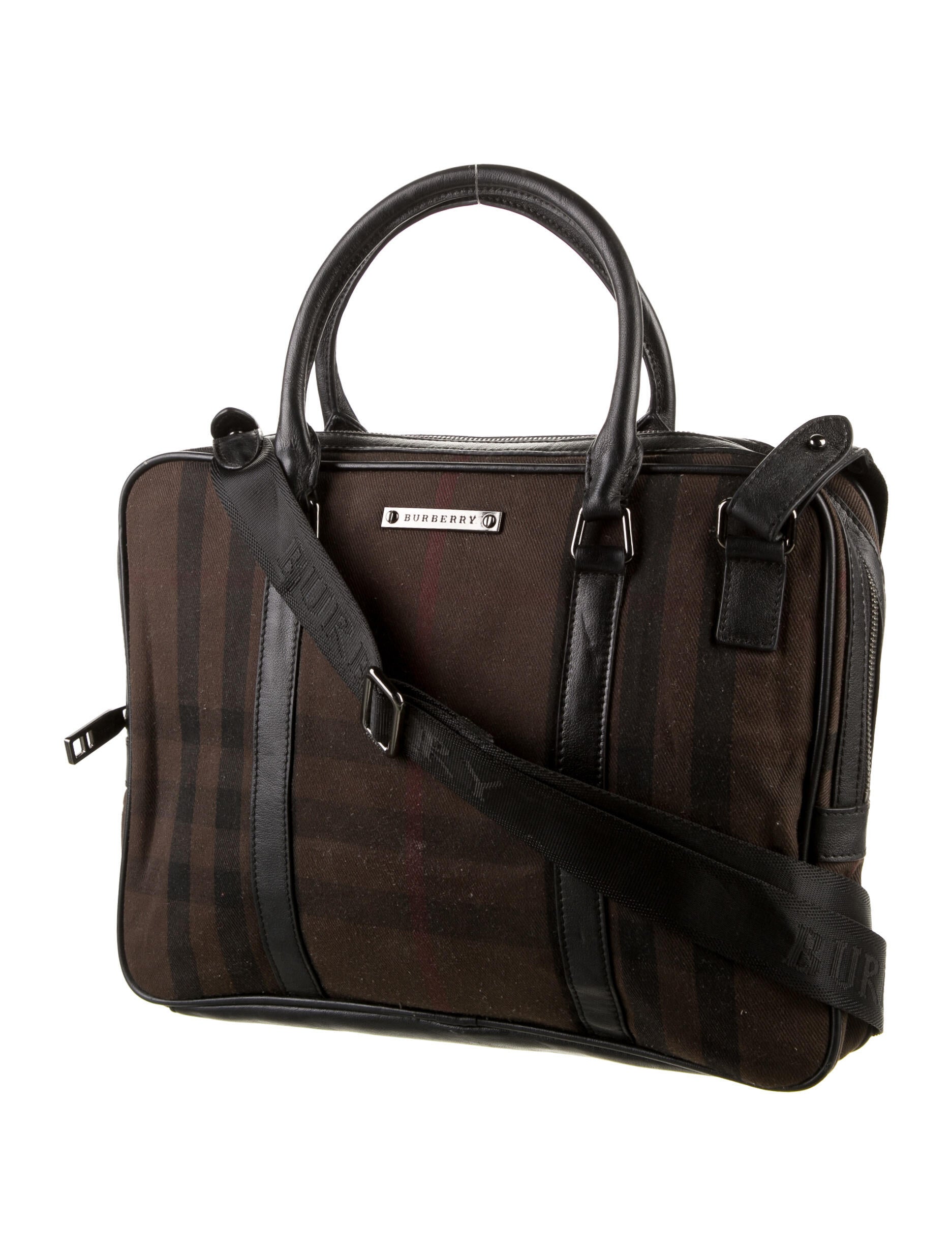 Burberry Canvas Exploded Check Briefcase Brown Messenger Bags, Bags BUR337840 The RealReal