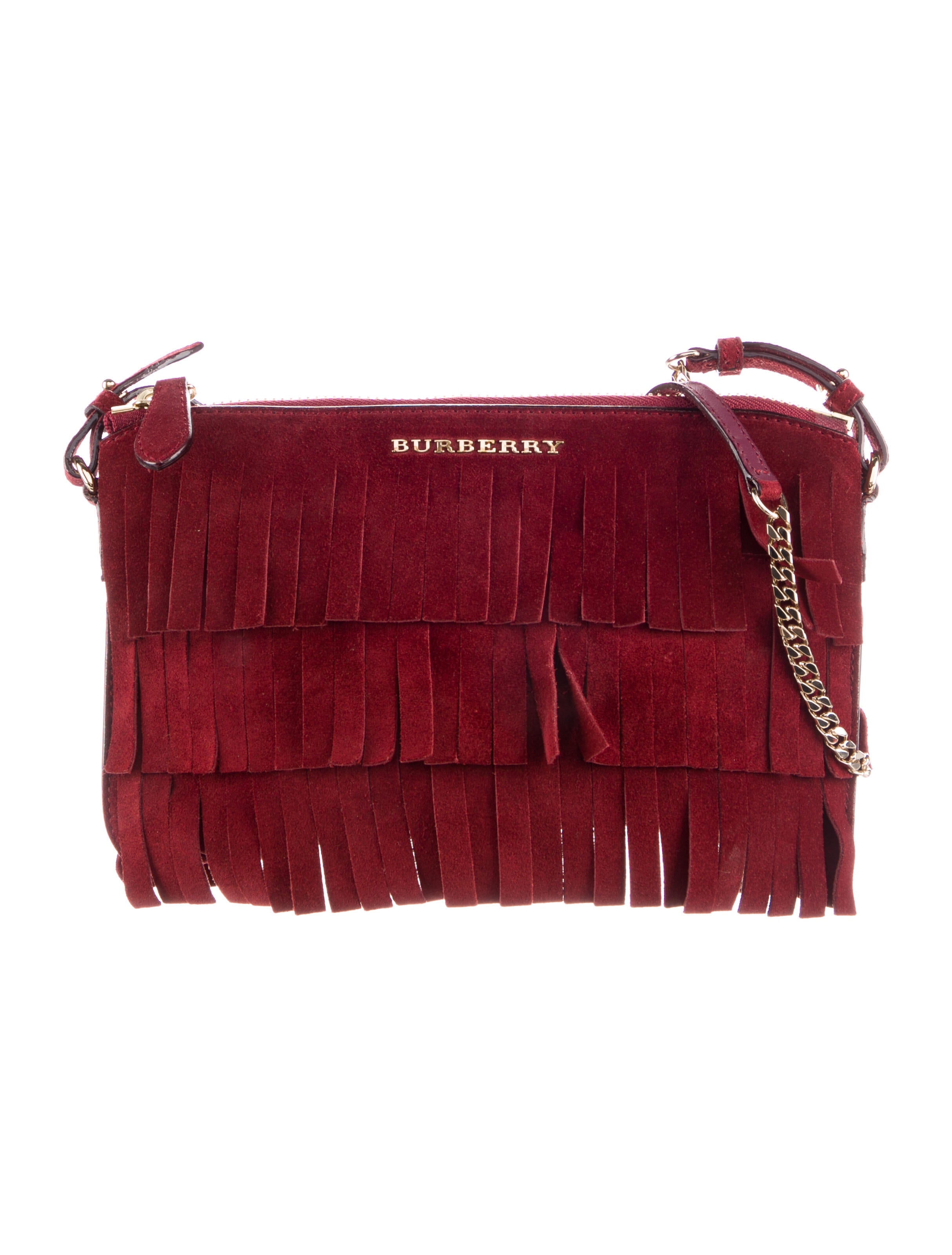 Burberry LeatherTrimmed Check Crossbody Bag Red Crossbody Bags