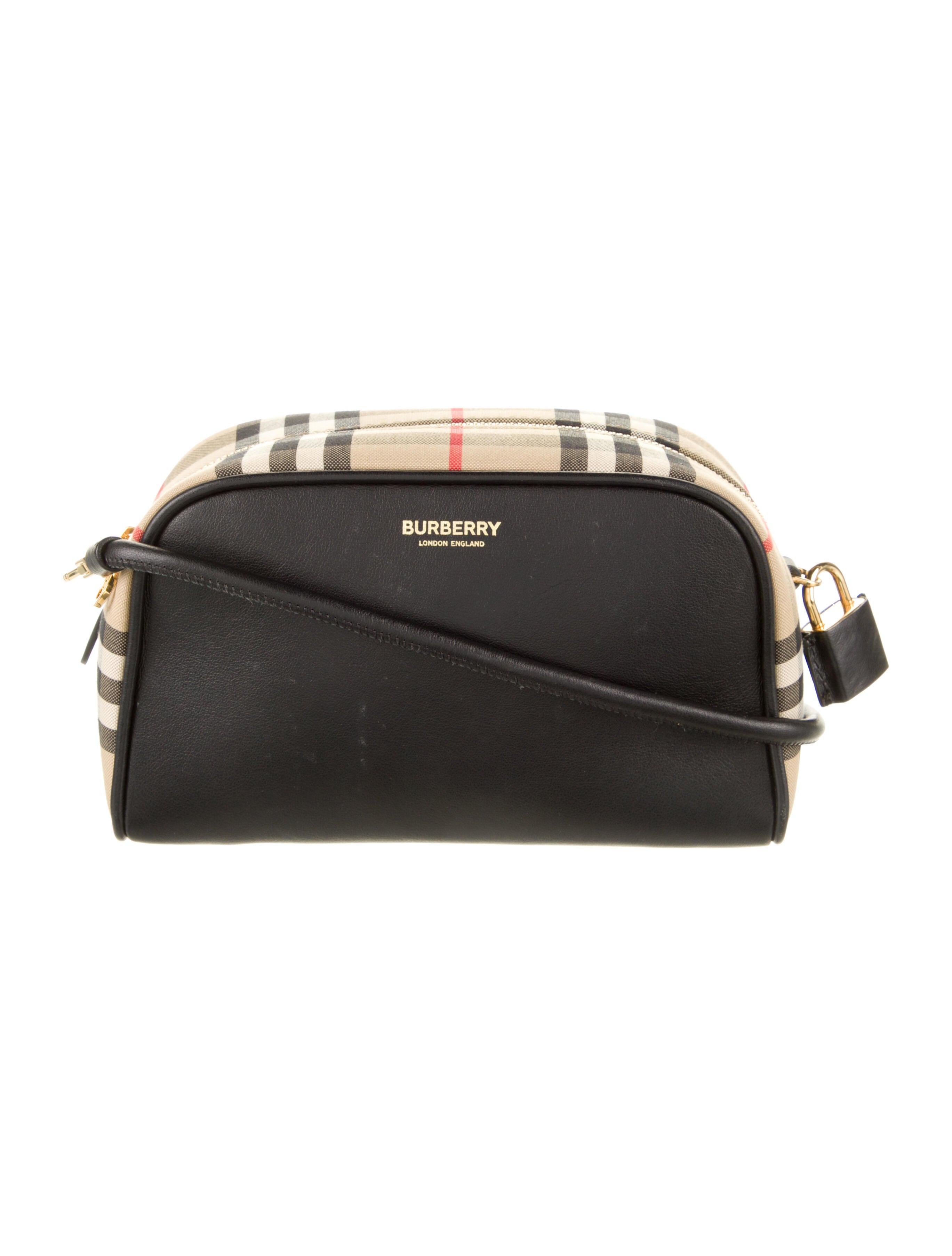 Burberry Vintage Check Half Cube Crossbody Black Crossbody Bags
