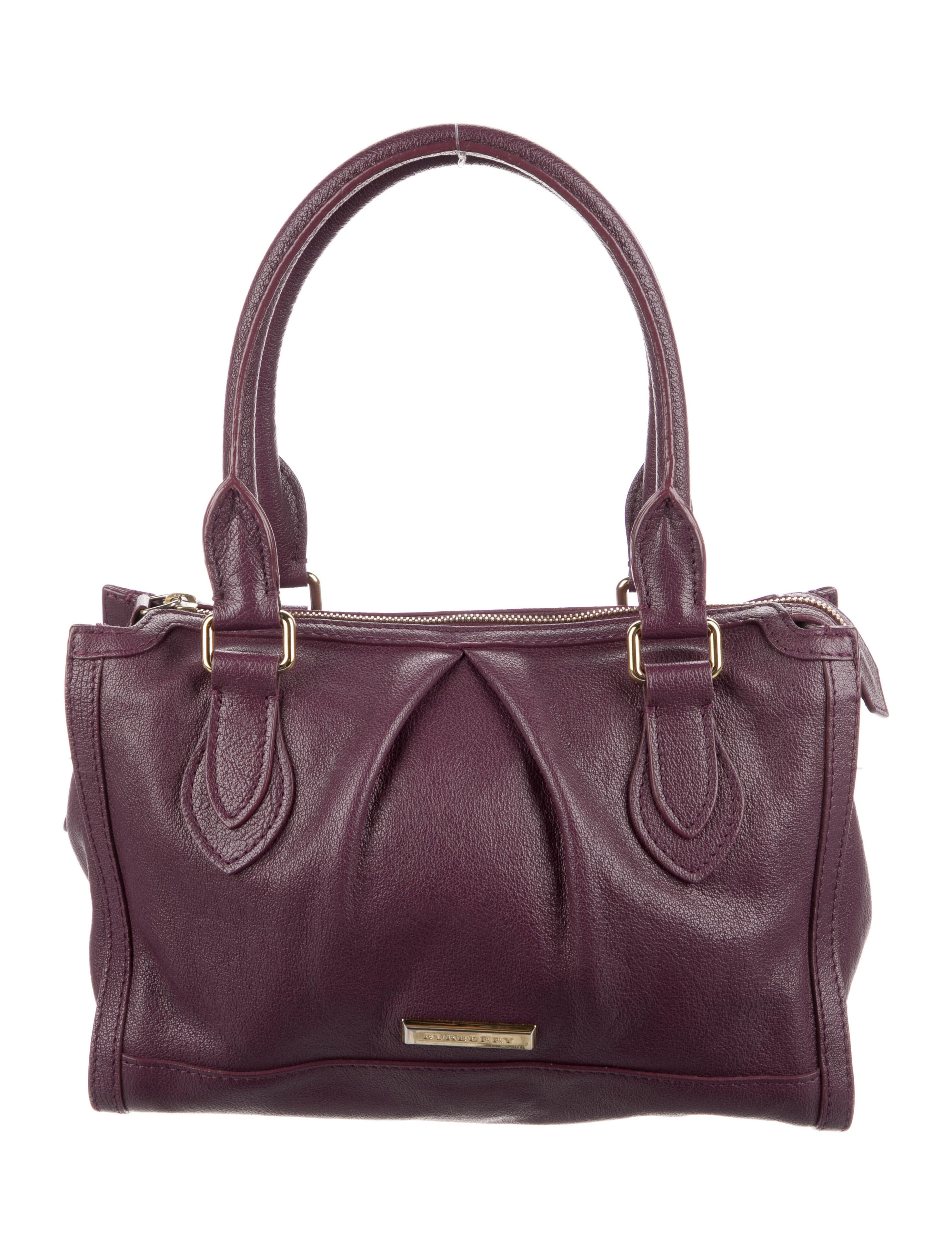 Burberry Small Leather House Check Camberley Top Handle Bag Purple