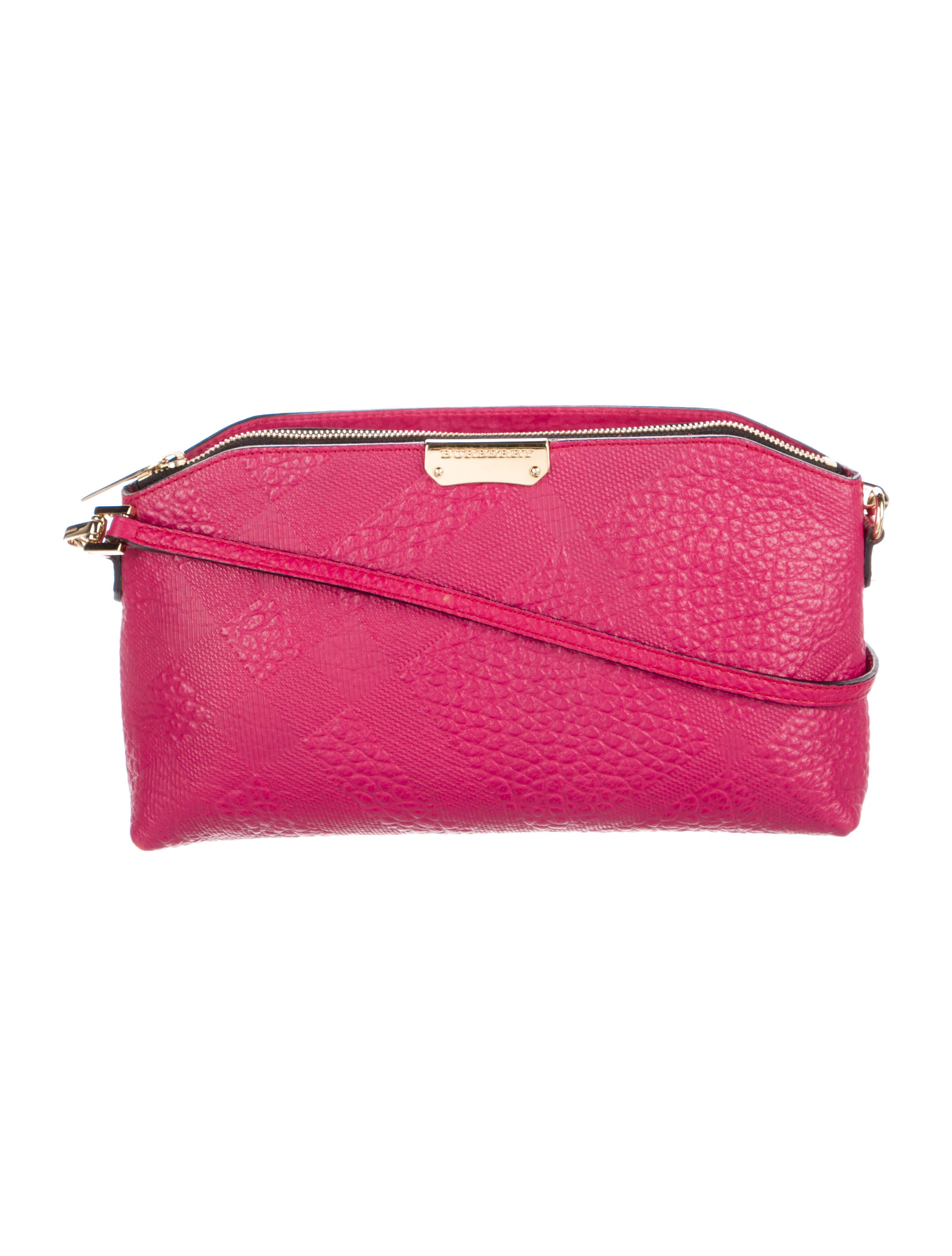 Burberry Textured Leather Crossbody Pink Crossbody Bags, Handbags