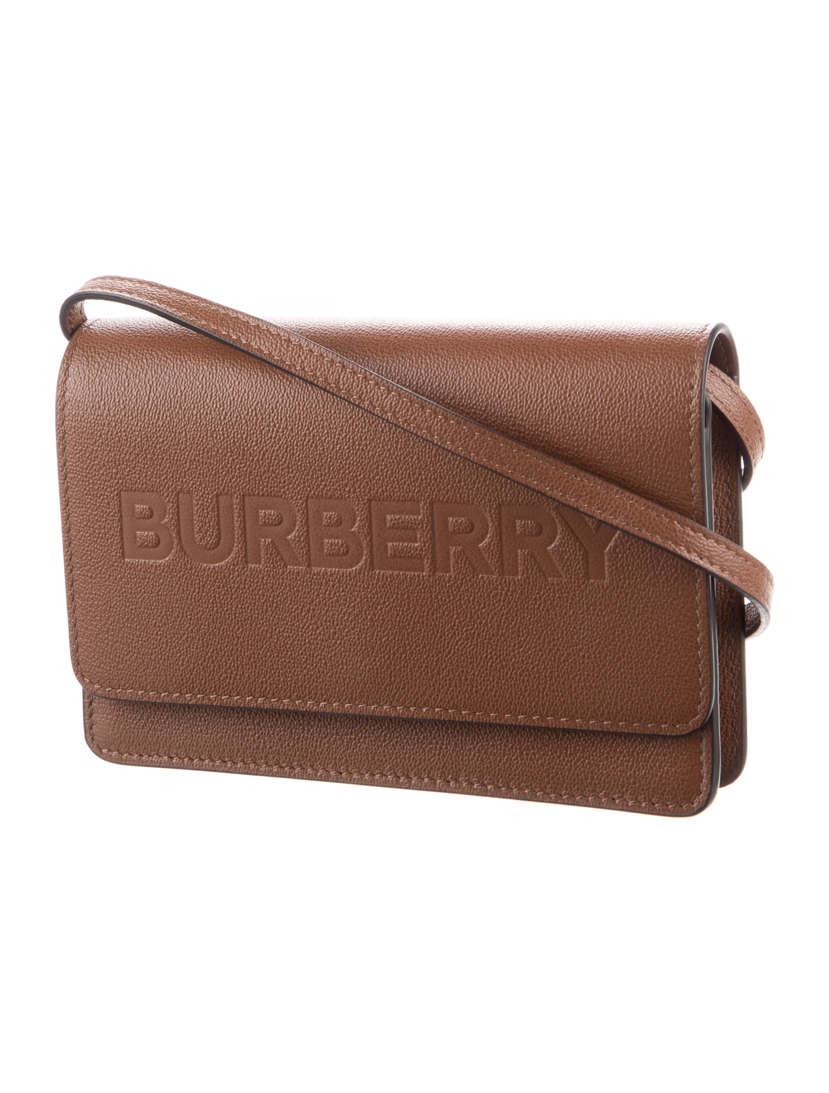 Burberry Logo Embossed Leather Small Crossbody Bag Brown Crossbody