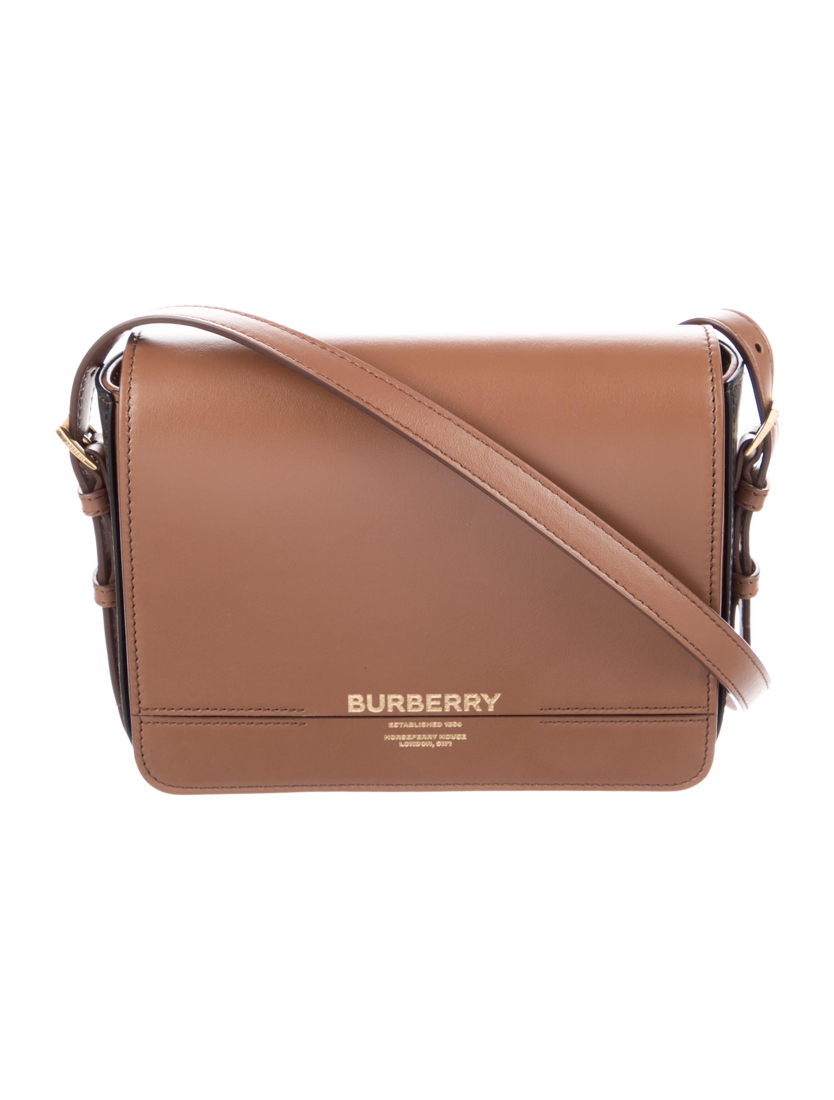 Burberry LeatherTrim Canvas Crossbody Bag Brown Crossbody Bags