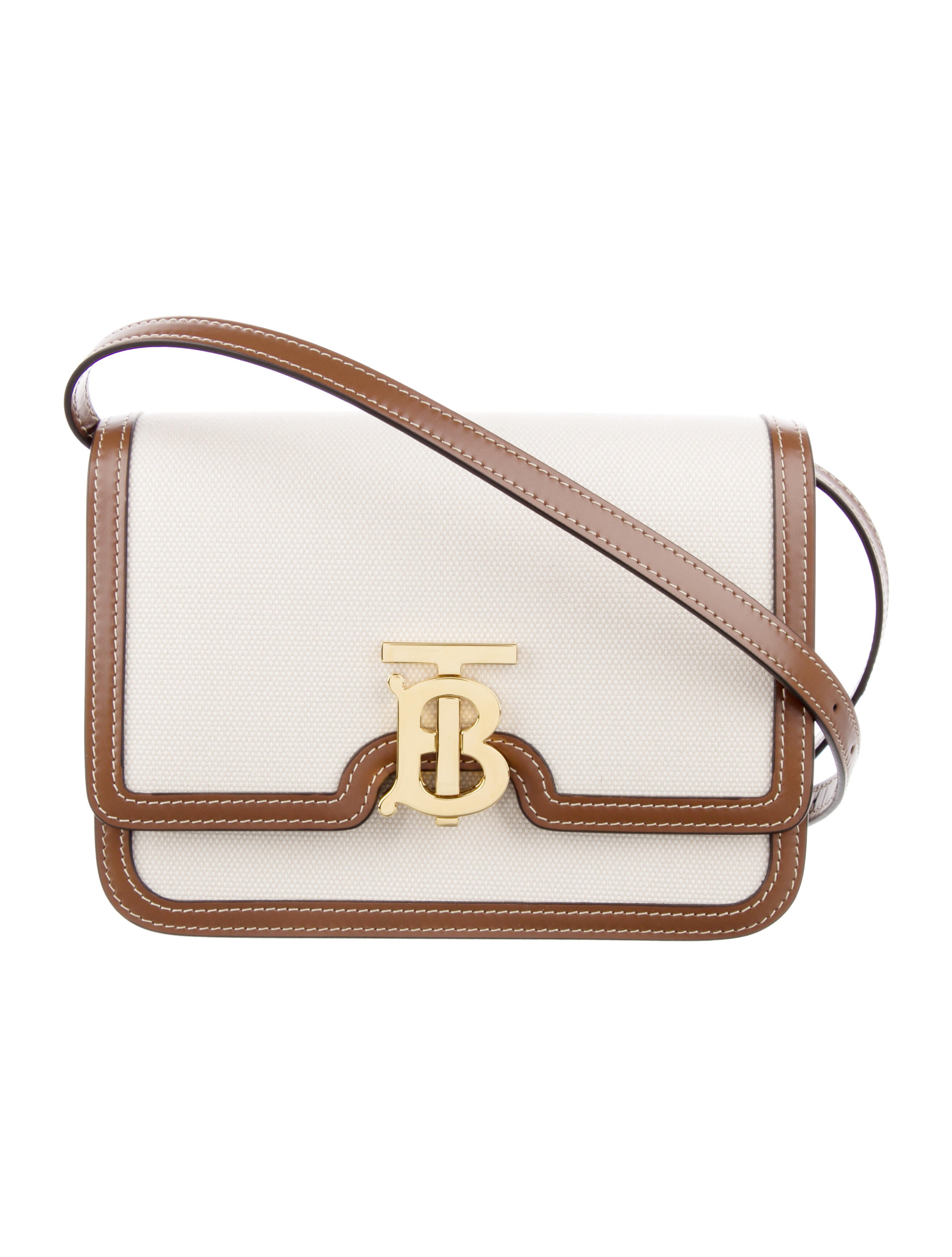 Burberry Small TB Canvas & Leather Shoulder Bag Neutrals Shoulder