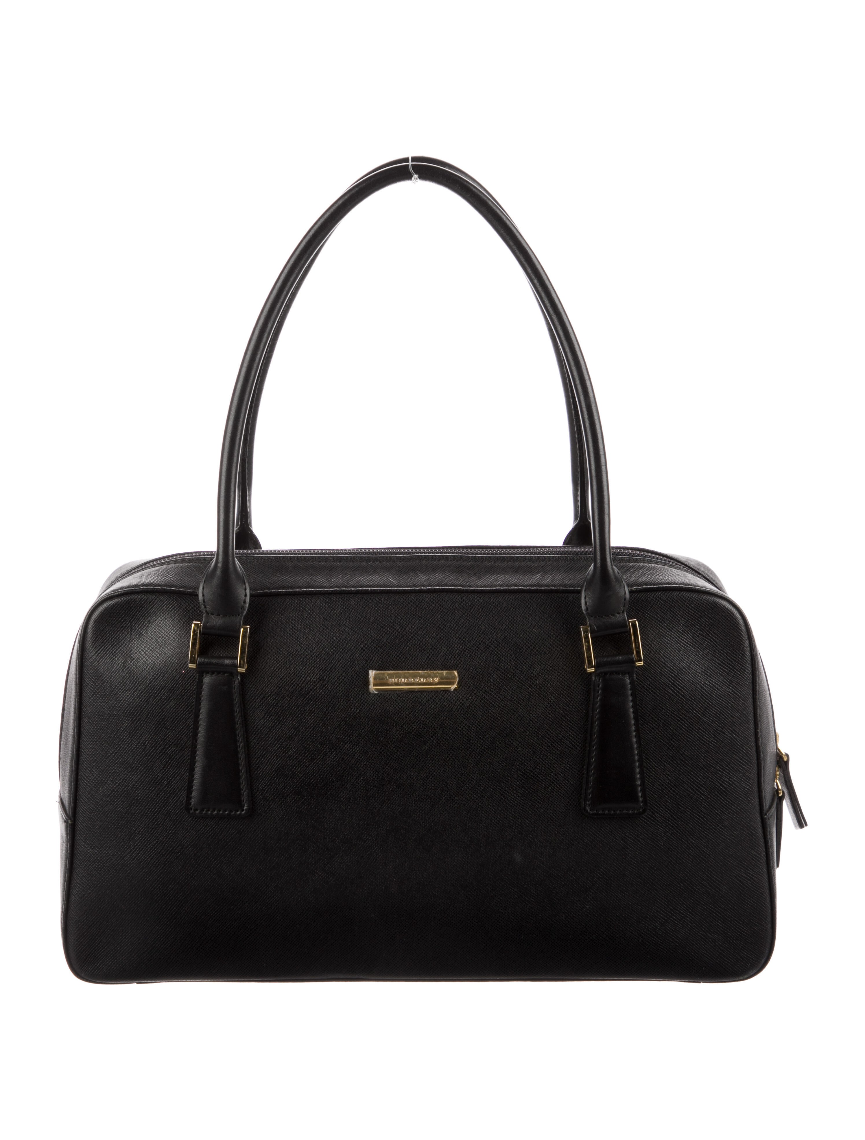 Burberry Leather Nova Check Trim Handle Bag Black Handle Bags, Handbags BUR320116 The RealReal