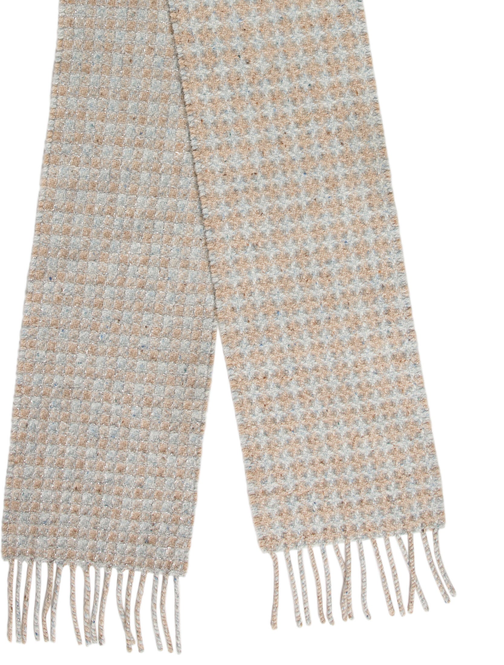 Burberry Mega Check Cashmere Scarf Blue Scarves and Shawls
