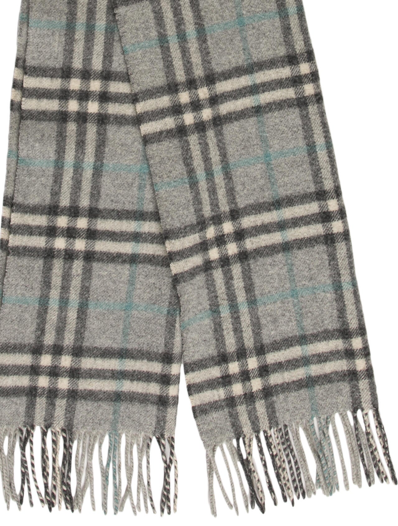 Burberry Mega Check Cashmere Scarf Blue Scarves and Shawls