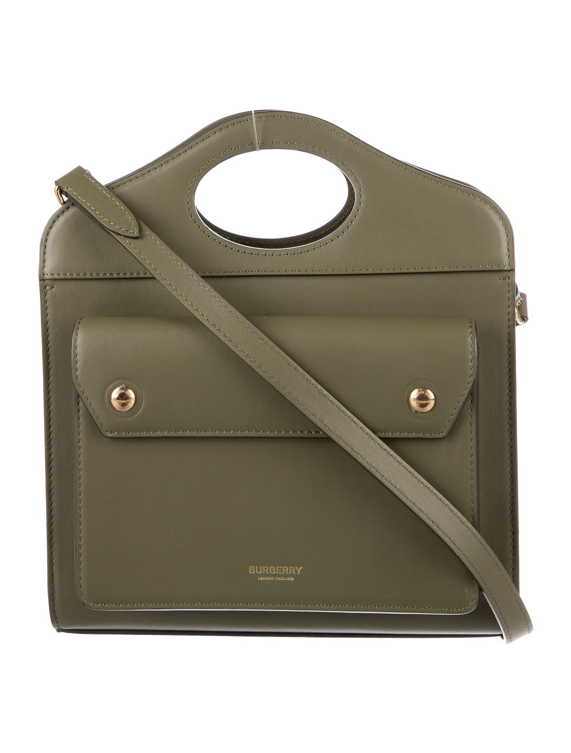 Burberry Leather cut Out Handle Bag Green Handle Bags, Handbags