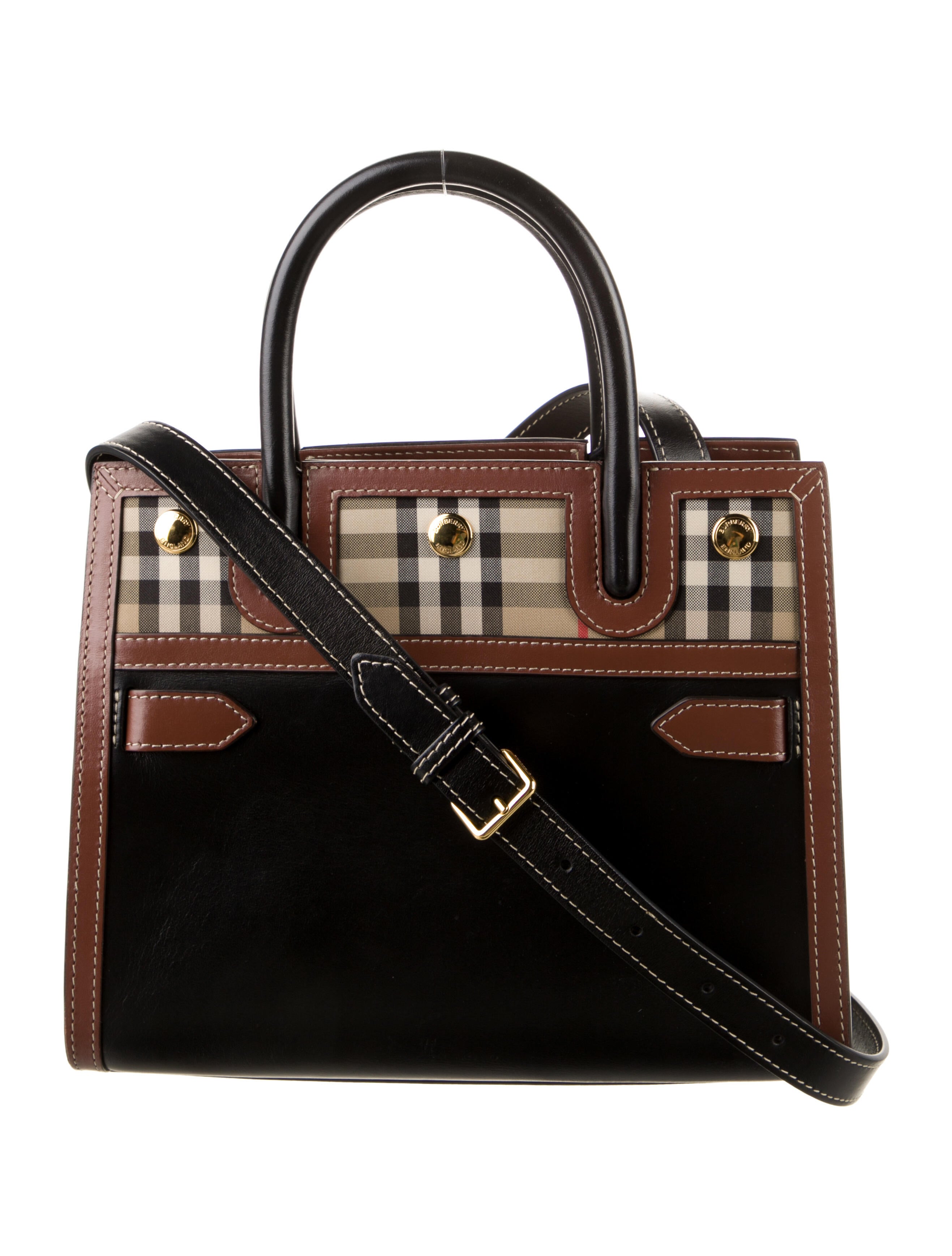 Burberry Leather Handle Bag Black Handle Bags, Handbags BUR368911