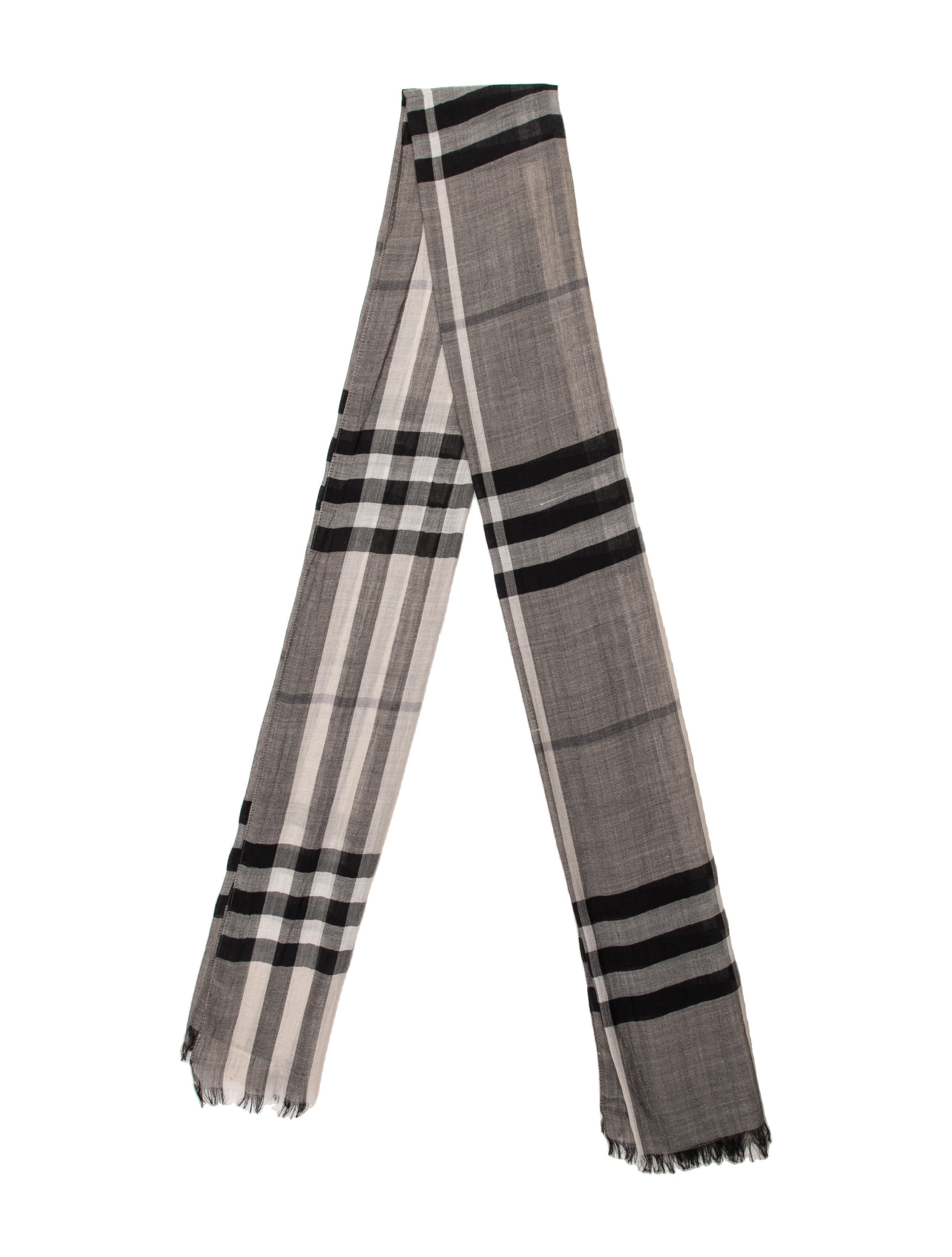 Burberry Virgin Wool House Check Pattern Scarf Black Scarves and