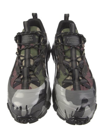 Burberry Nylon Camouflage Print Chunky Sneakers