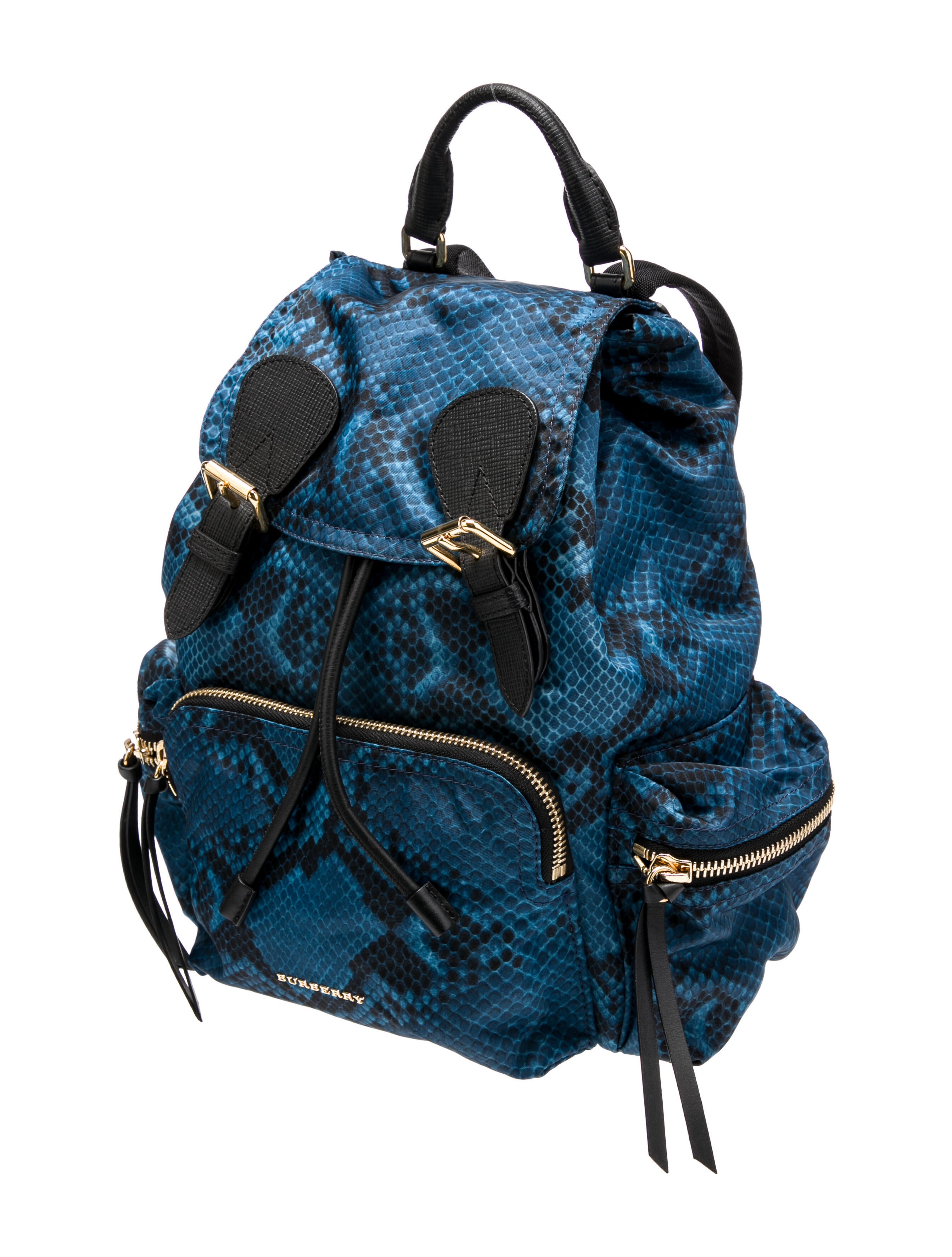 Burberry Medium Nylon LeatherTrimmed Rucksack w/ Tags Blue Backpacks