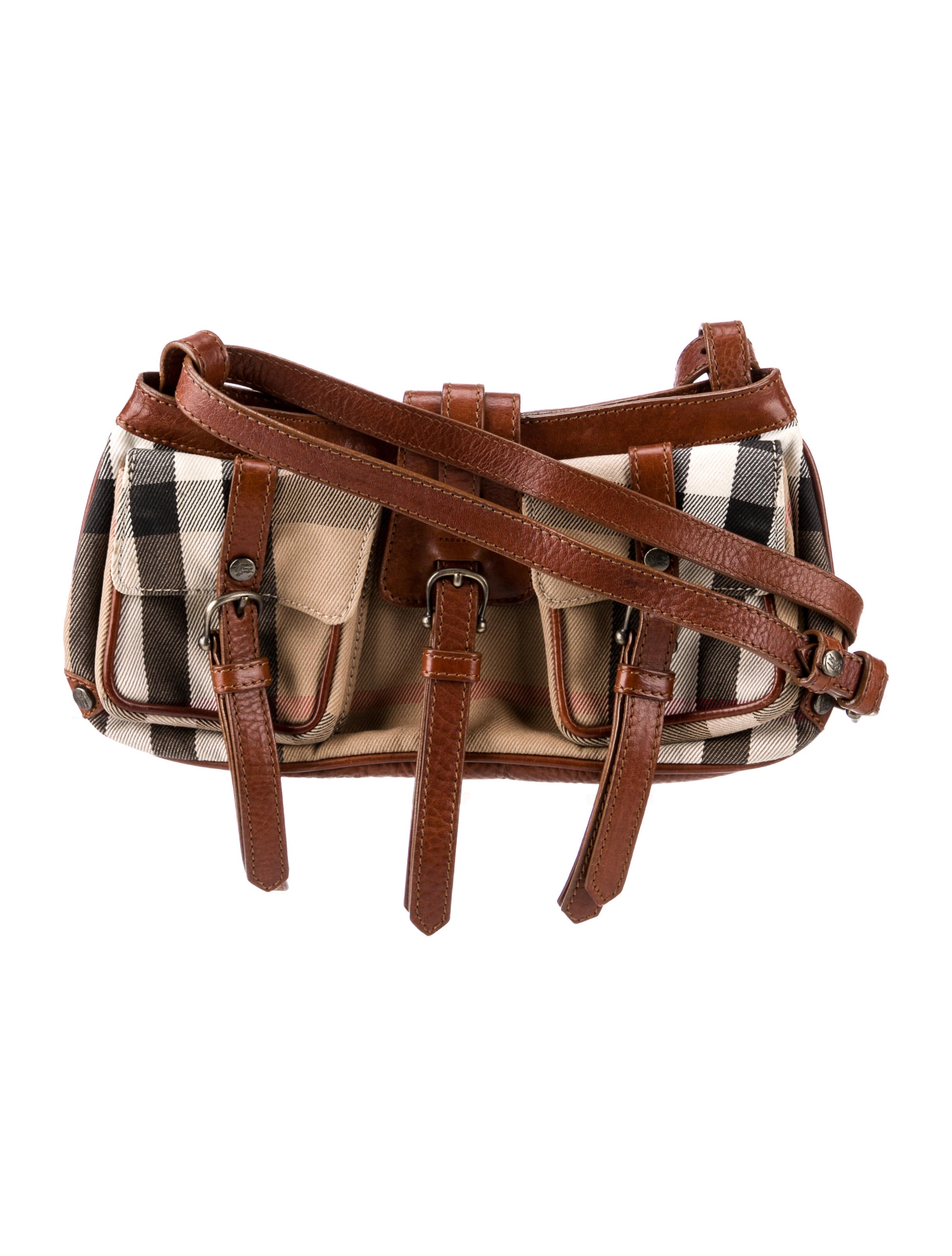 Burberry Prorsum House Check Shoulder Bag Brown Shoulder Bags