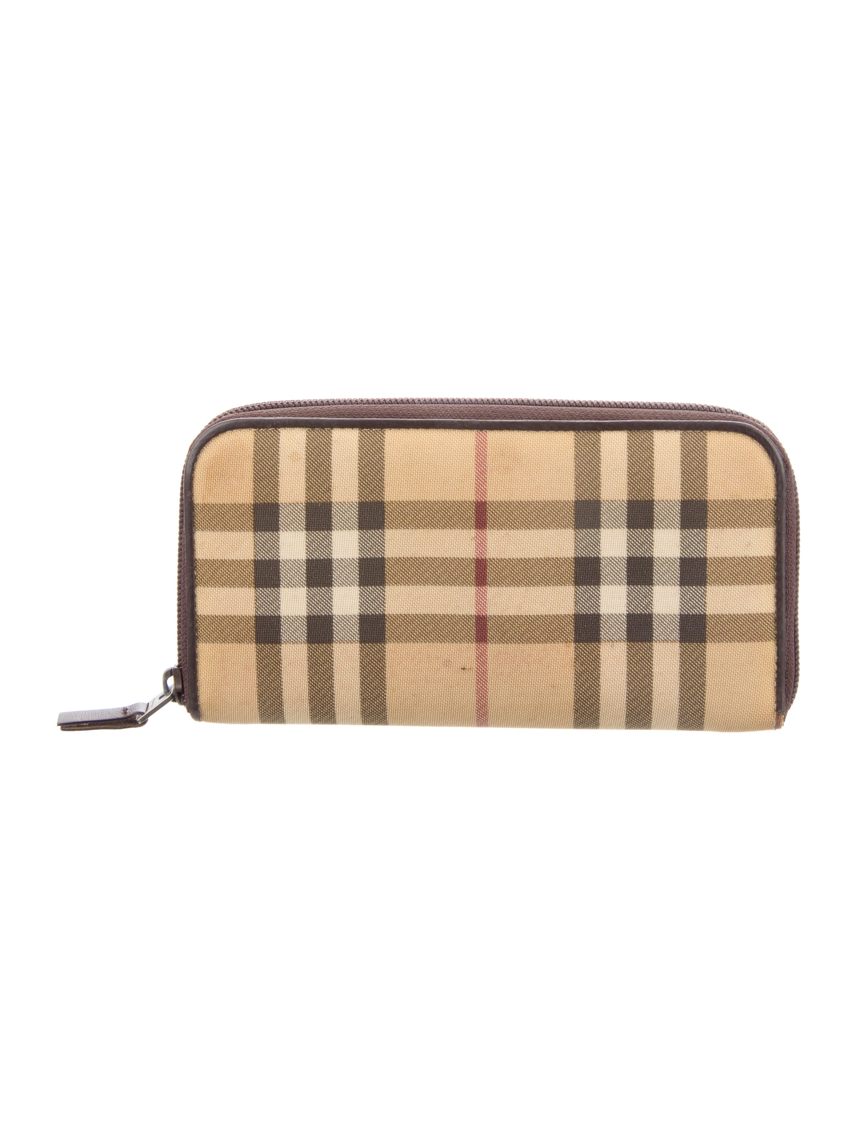 Burberry Canvas Plaid Print Continental Wallet