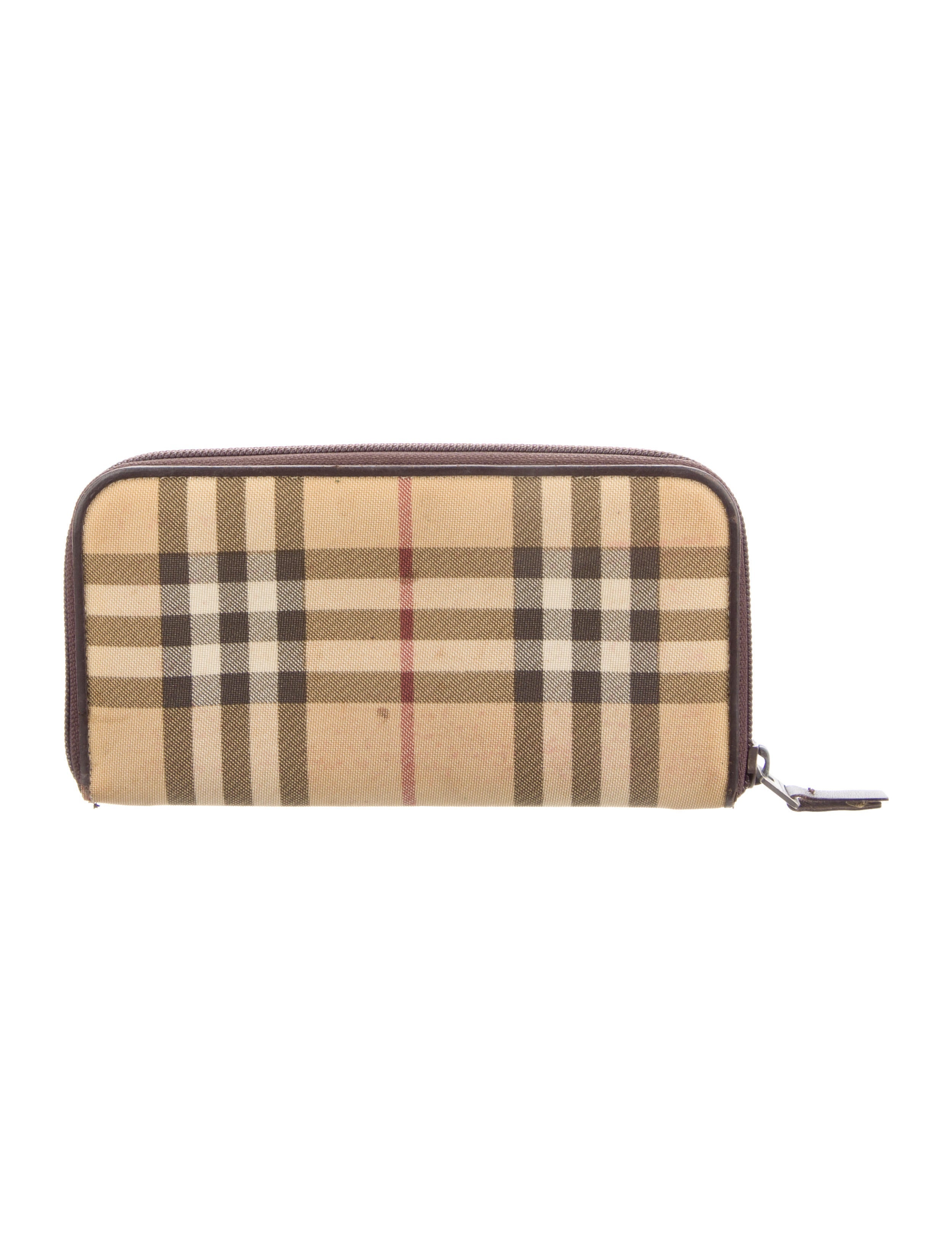 Burberry Canvas Plaid Print Continental Wallet