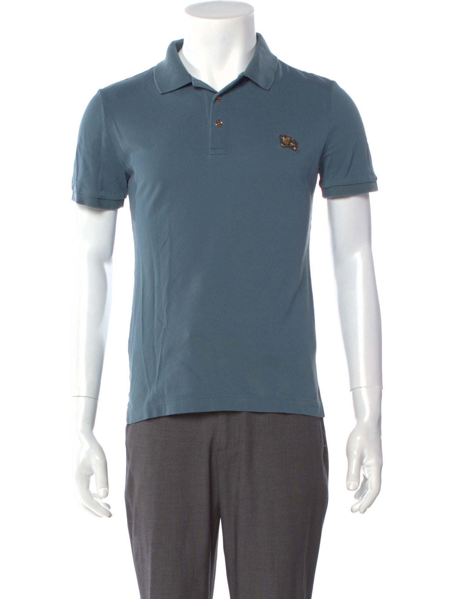Burberry Crew Neck Short Sleeve Polo Shirt - Blue Polos, Clothing ...