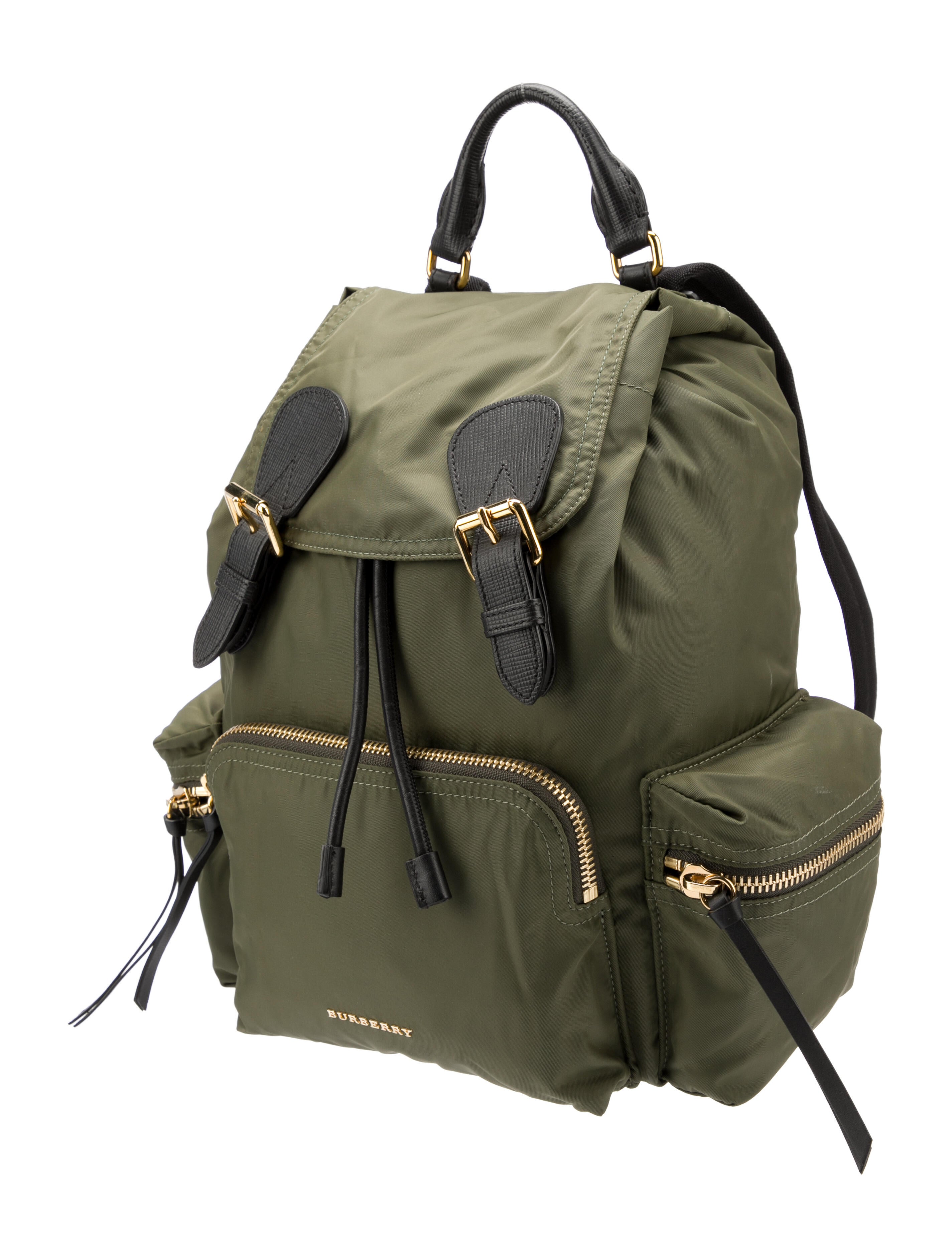 Burberry Check Canvas LeatherTrimmed Rucksack Brown Backpacks