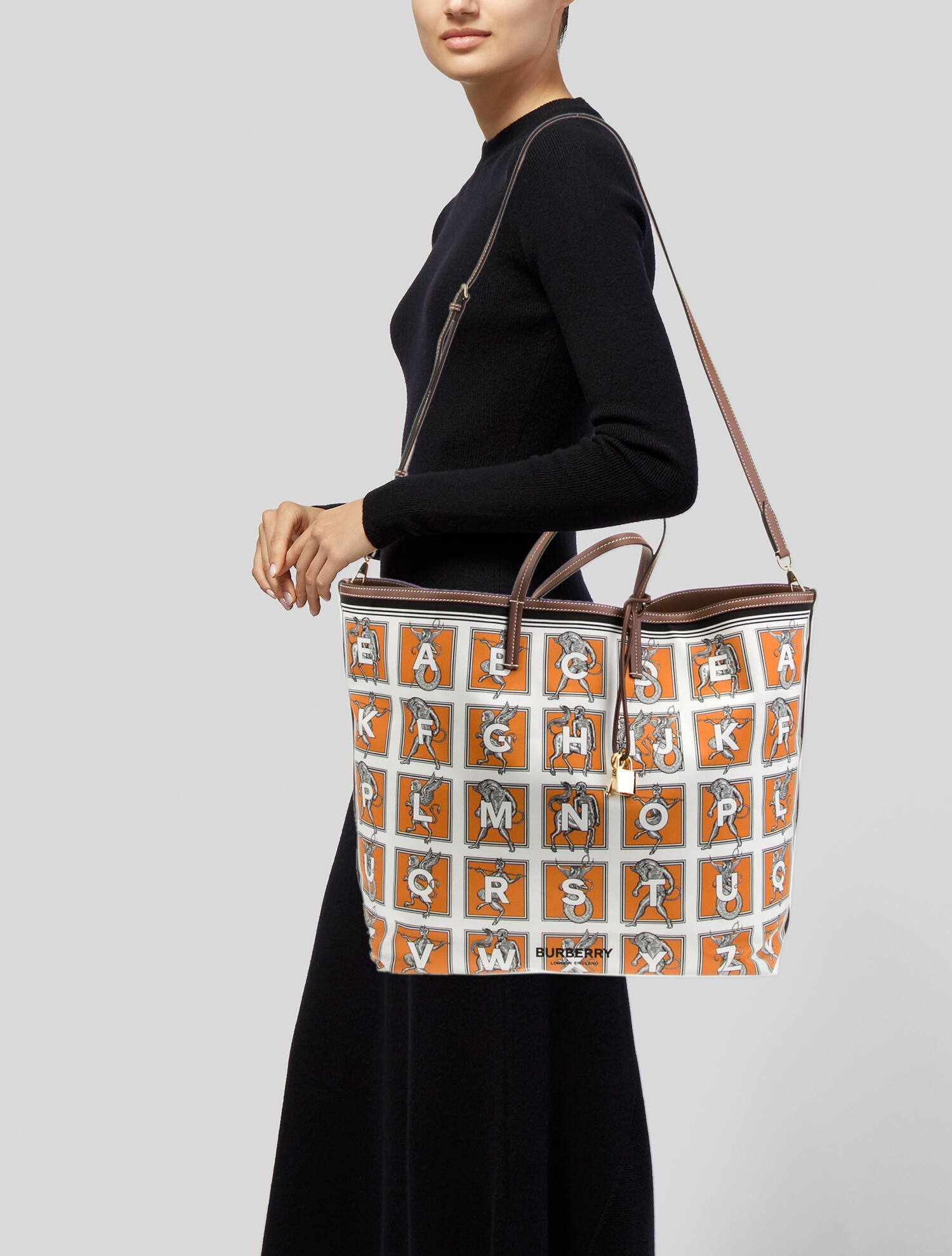 Burberry London Mythical Alphabet Tote - Orange Totes, Handbags