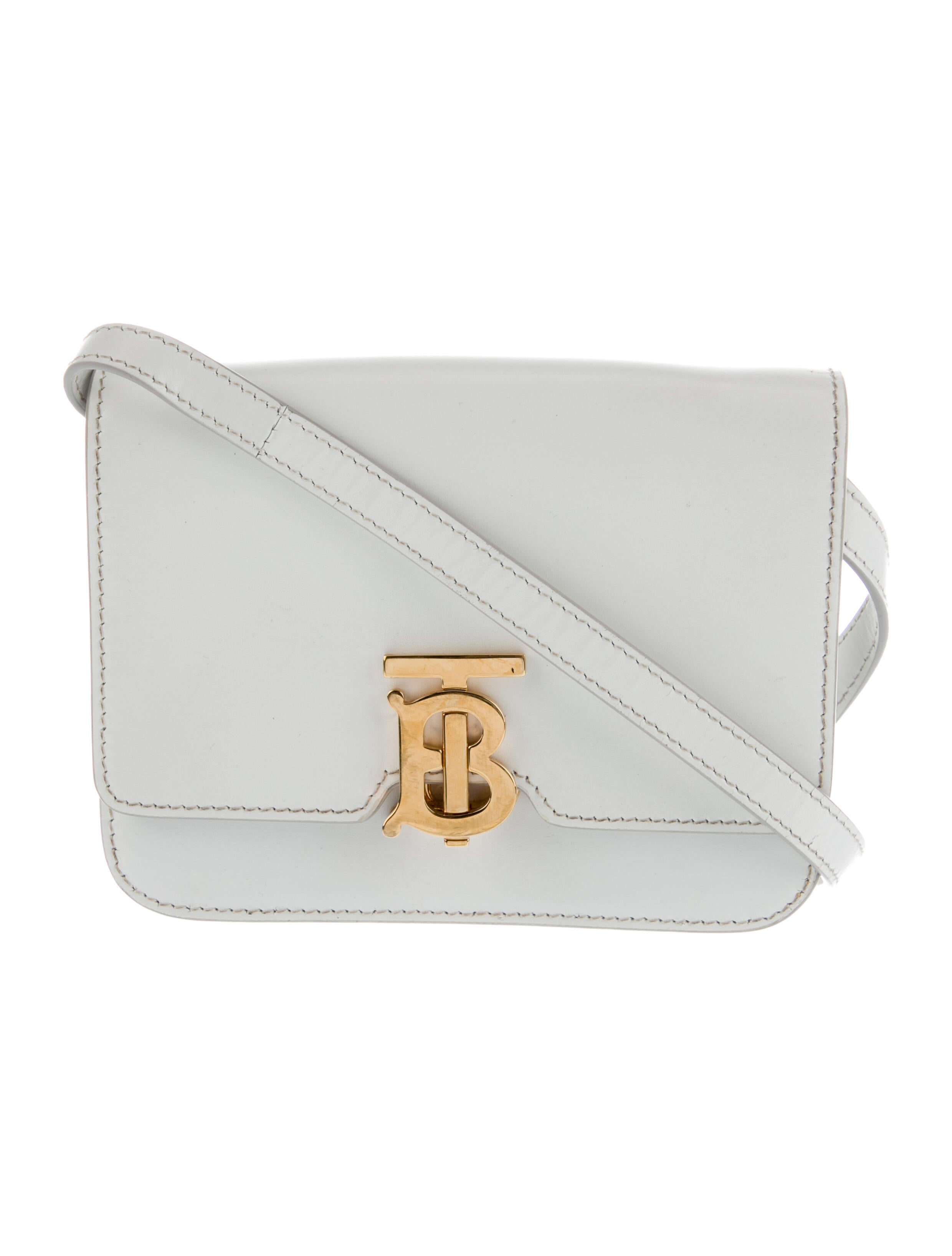 Burberry Mini TB Leather Crossbody Bag White Crossbody Bags, Handbags