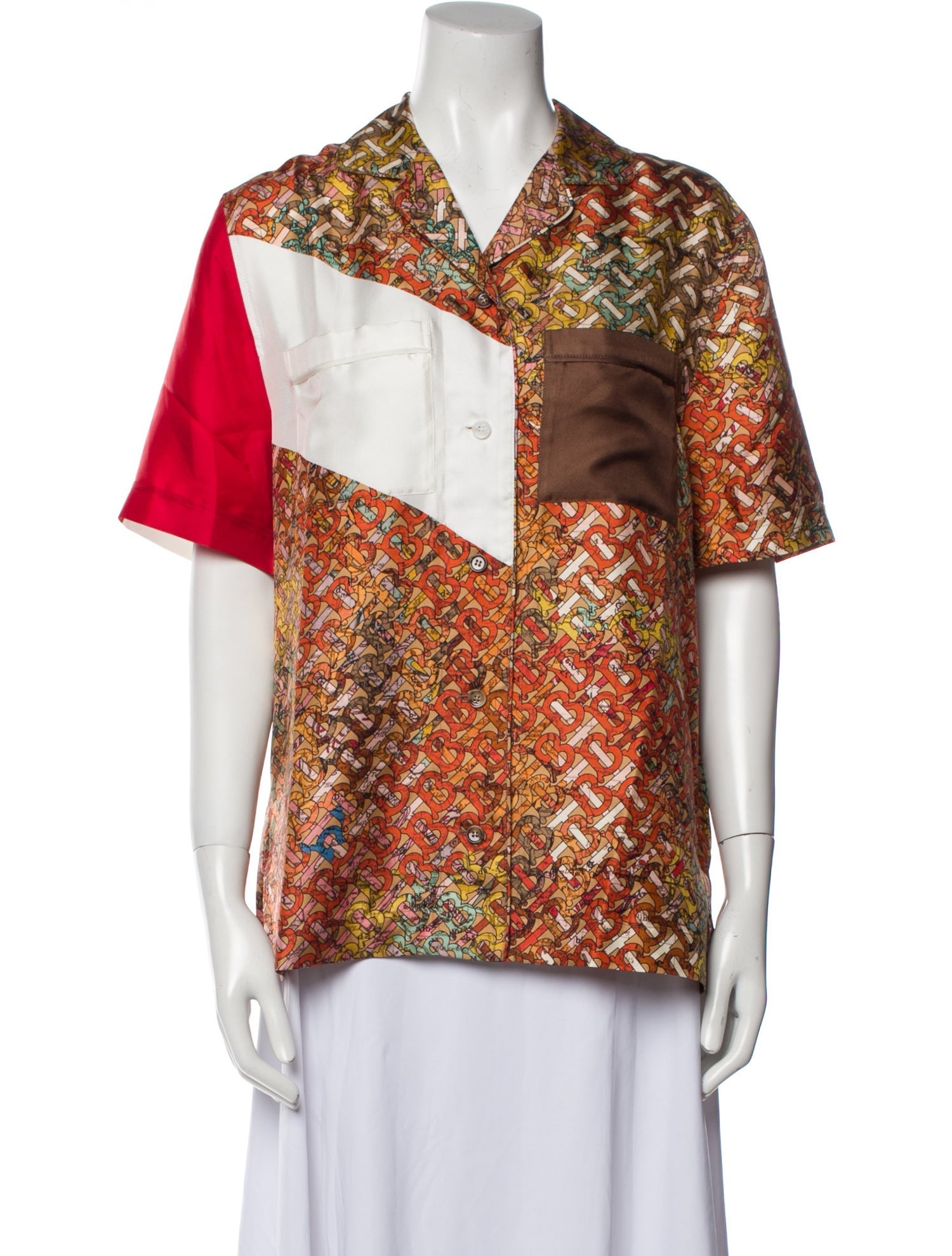 Burberry Printed V-Neck Blouse