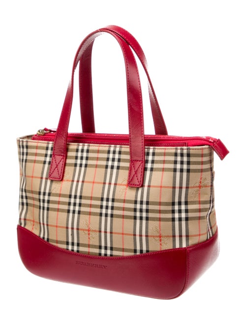 Burberry Leather-Trimmed Haymarket Check Handle Bag