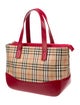 Burberry Leather-Trimmed Haymarket Check Handle Bag