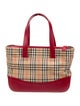 Burberry Leather-Trimmed Haymarket Check Handle Bag