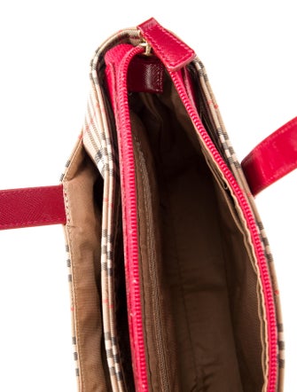 Burberry Leather-Trimmed Haymarket Check Handle Bag