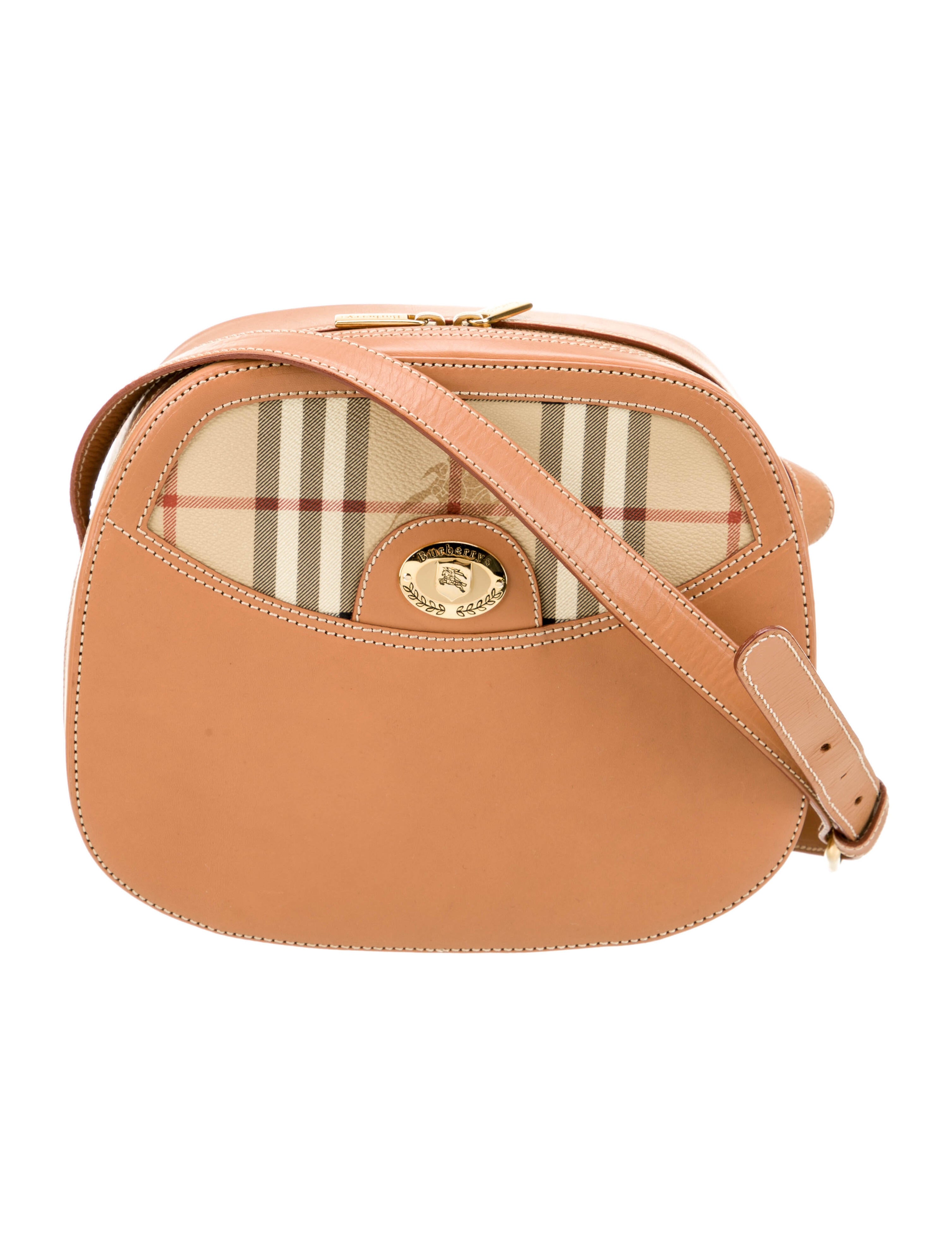 Burberry's Vintage Haymarket Check Crossbody Bag Brown Crossbody Bags