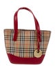 Burberry Leather-Trimmed Haymarket Handle Bag