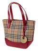 Burberry Leather-Trimmed Haymarket Handle Bag