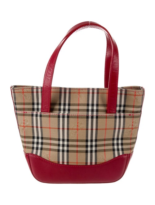 Burberry Leather-Trimmed Haymarket Handle Bag