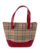 Burberry Leather-Trimmed Haymarket Handle Bag