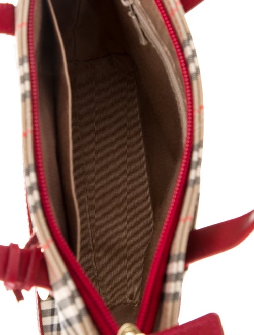 Burberry Leather-Trimmed Haymarket Handle Bag