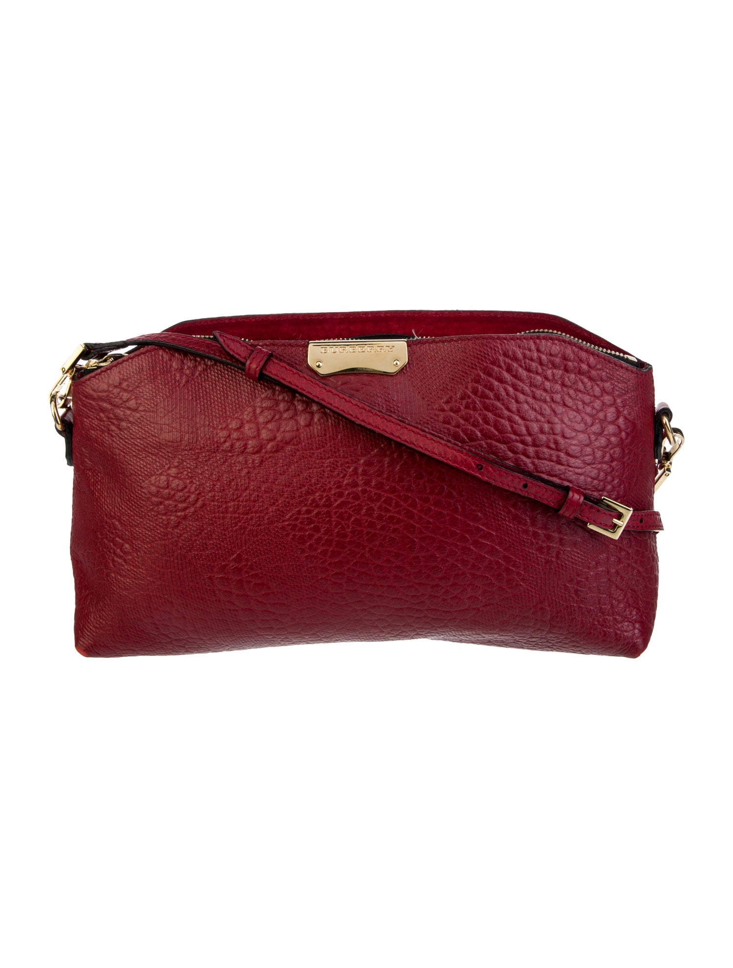 Burberry Grain Check Chichester Crossbody Bag Red Crossbody Bags