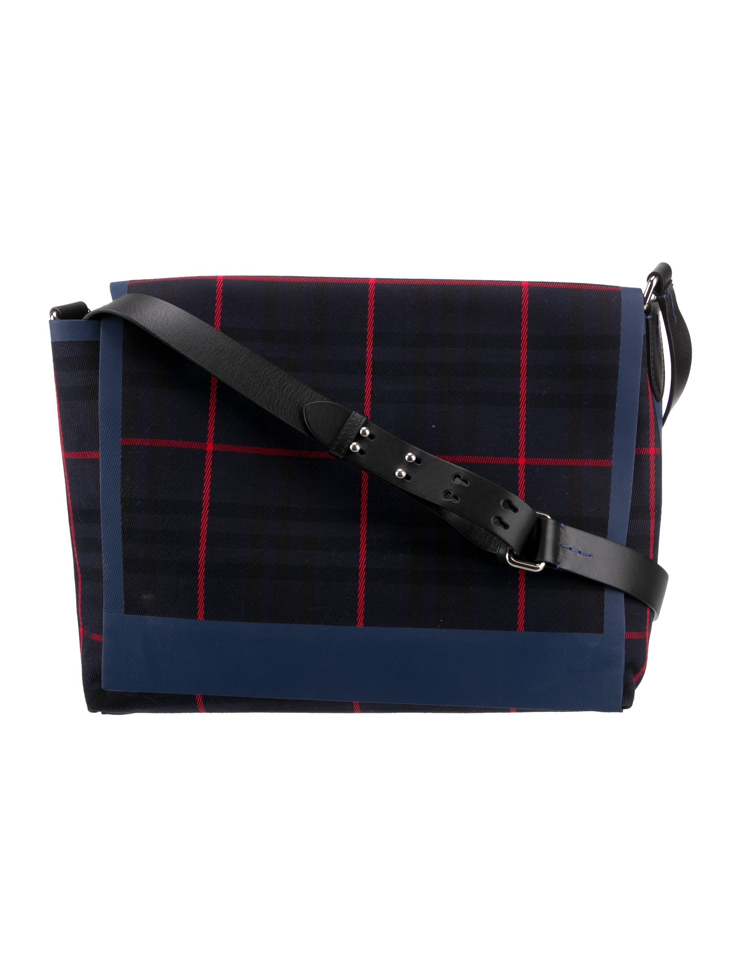 Burberry LeatherTrimmed Messenger Bag Blue Crossbody Bags, Handbags BUR399661 The RealReal