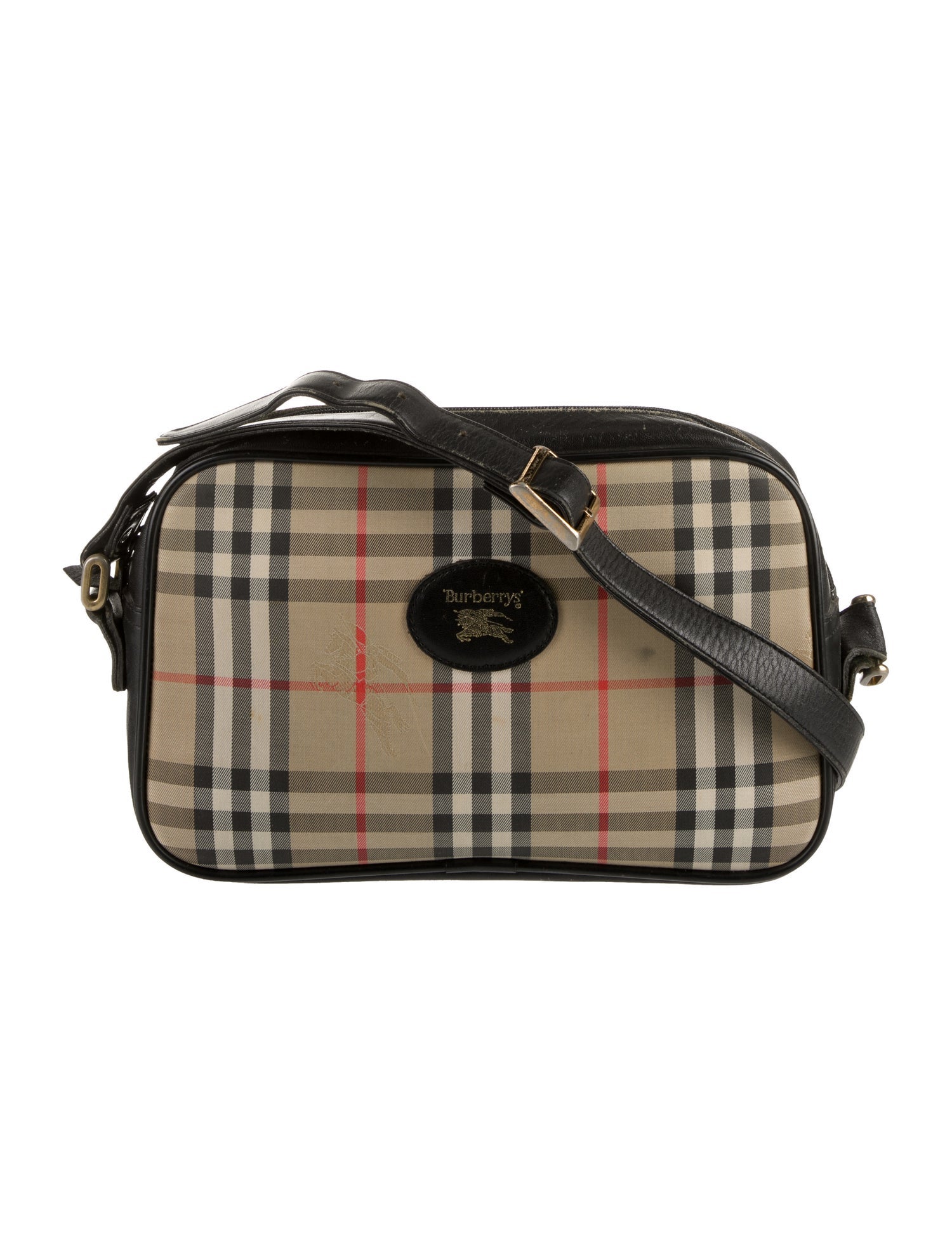 Burberry's LeatherTrimmed Vintage Check Shoulder Bag Black Shoulder