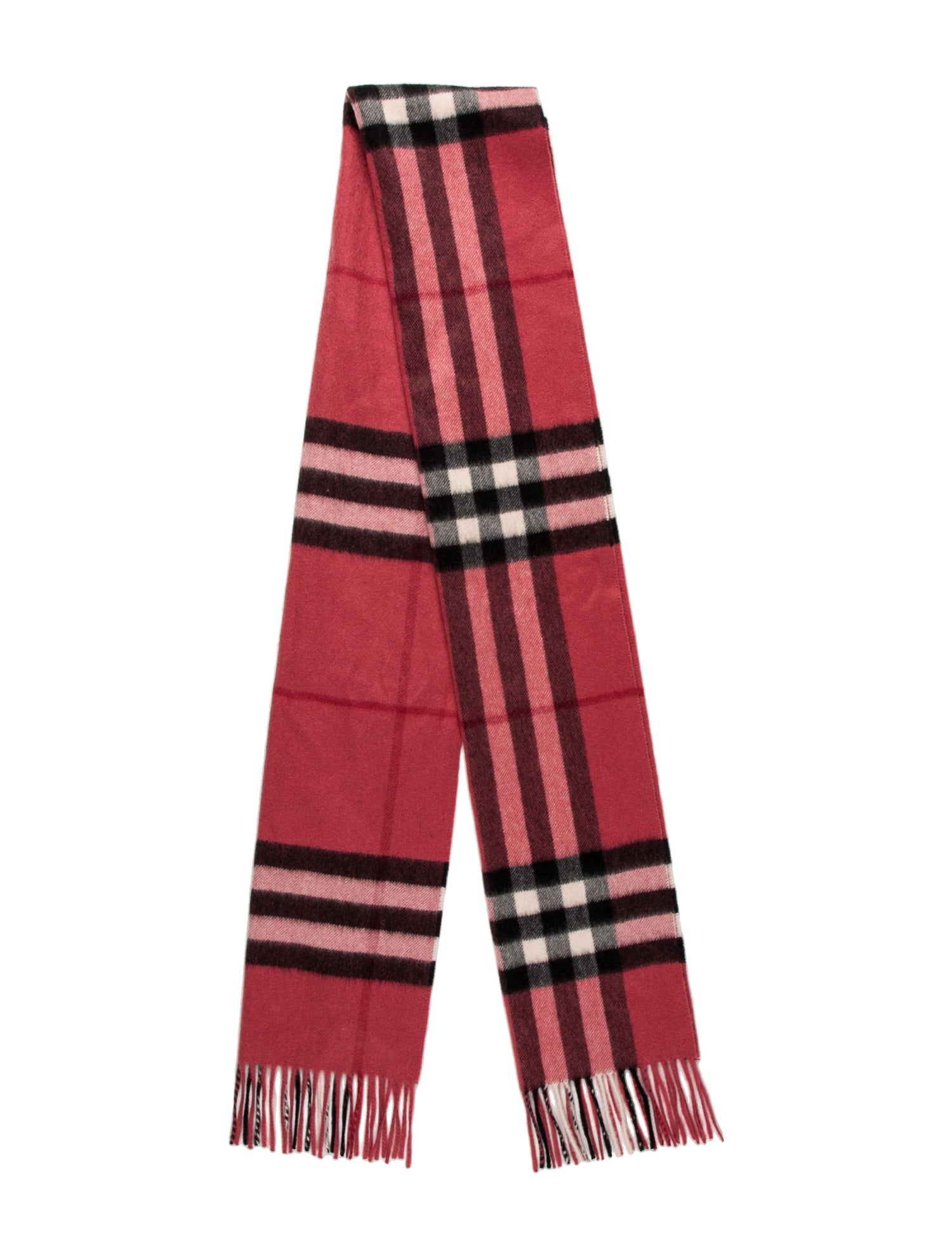 Burberry Cashmere Plaid Print Scarf Pink Scarves and Shawls