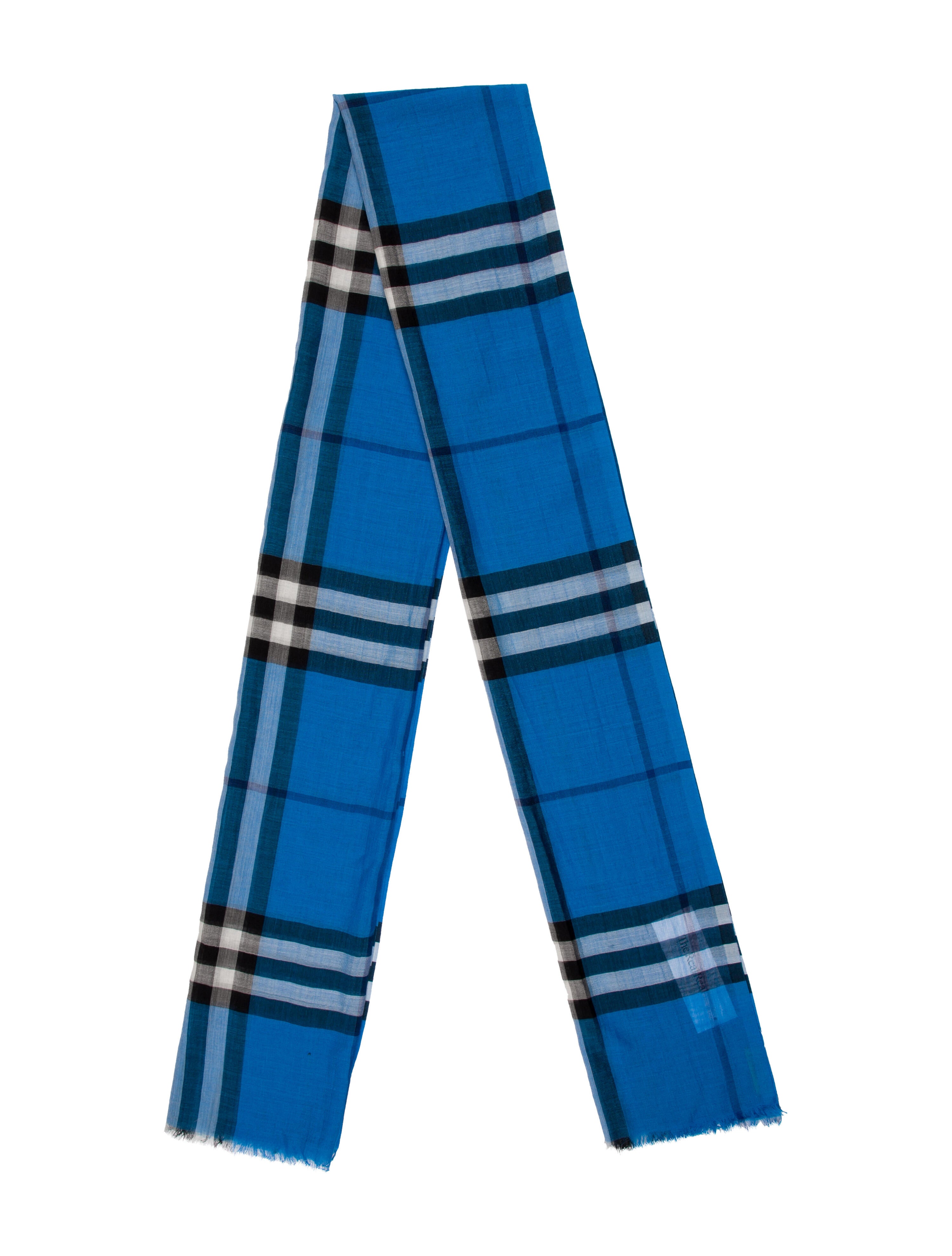 Burberry Cashmere Striped Scarf Blue Scarves and Shawls, Accessories