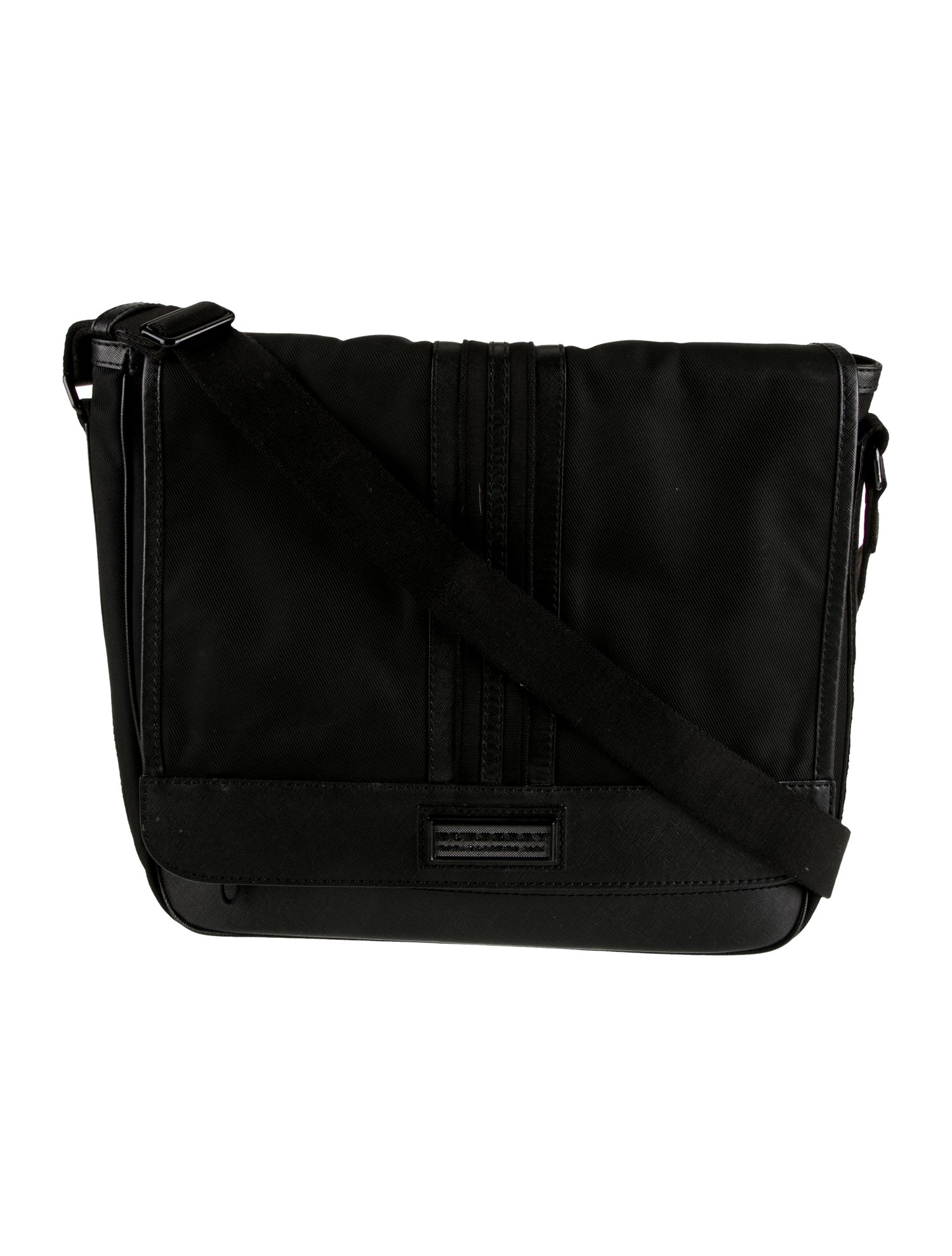 Burberry London LeatherTrimmed Messenger Bag Black Messenger Bags