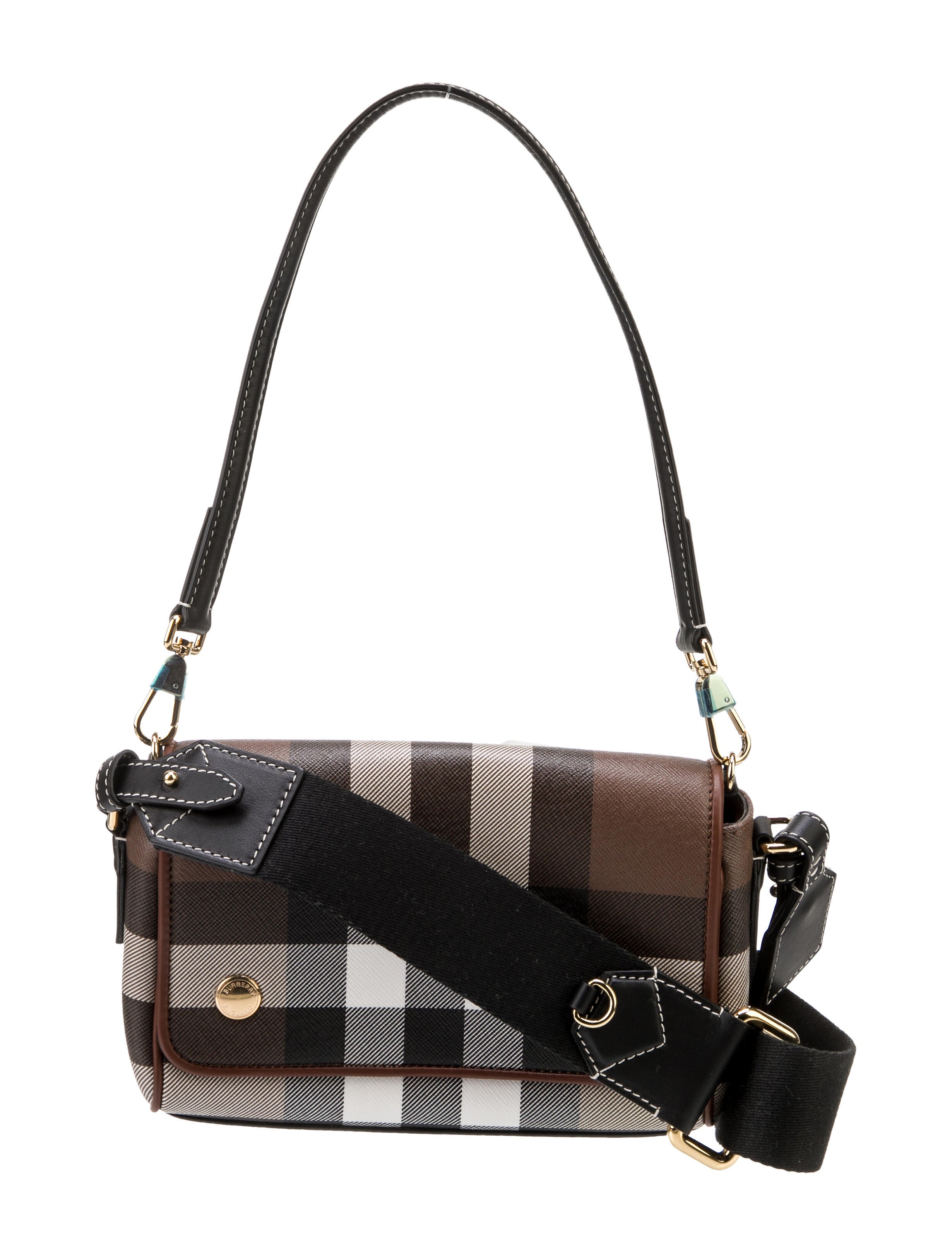 Burberry Plaid Coated Canvas Crossbody Bag w/Tags Brown Crossbody