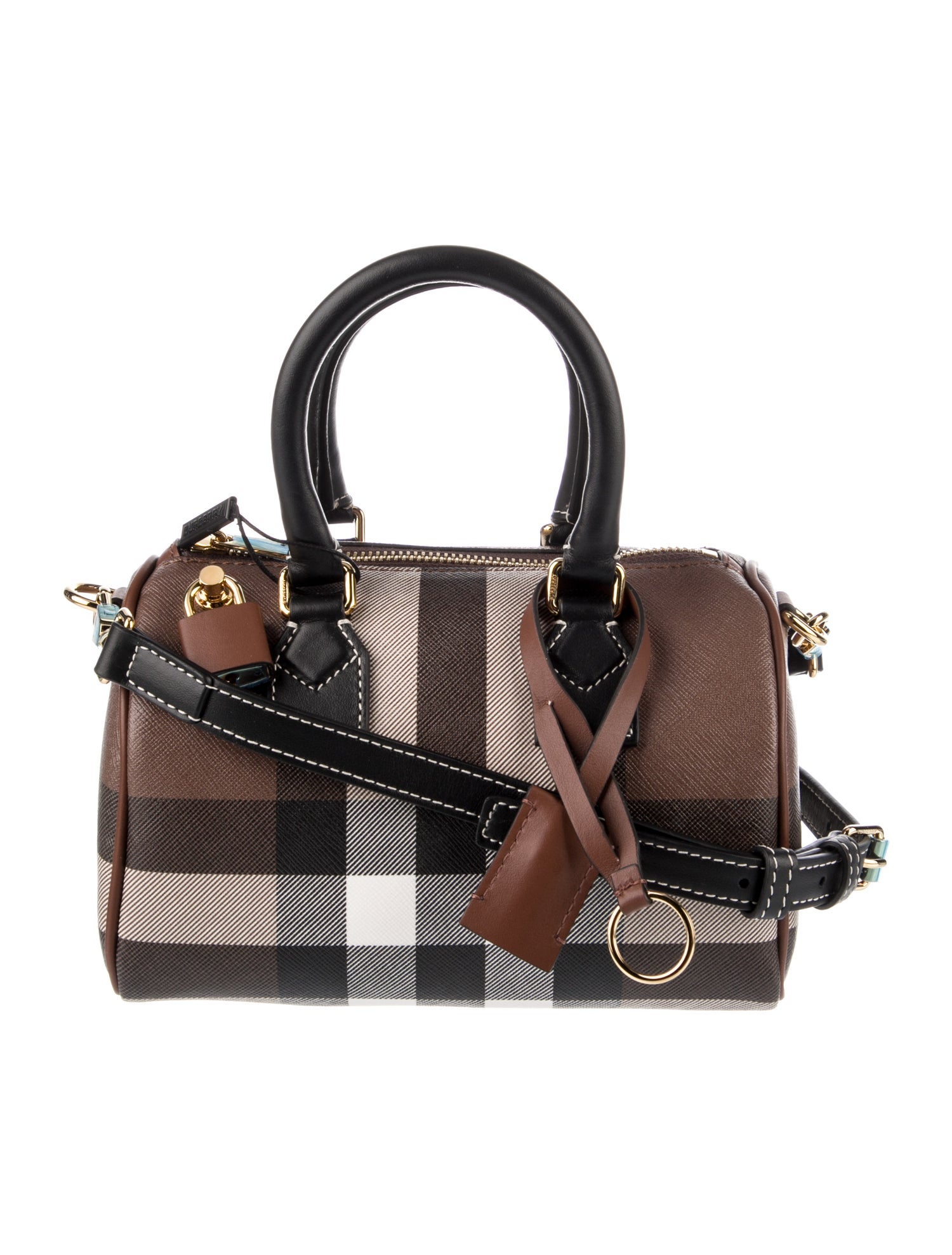 Burberry House Check Alchester Bowling Bag Brown Handle Bags