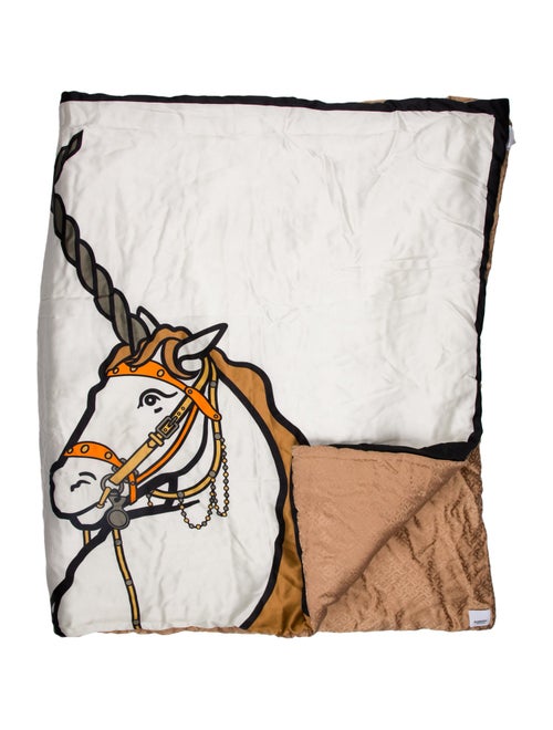 Burberry Unicorn Print Monogram Silk Satin Jacquard Throw