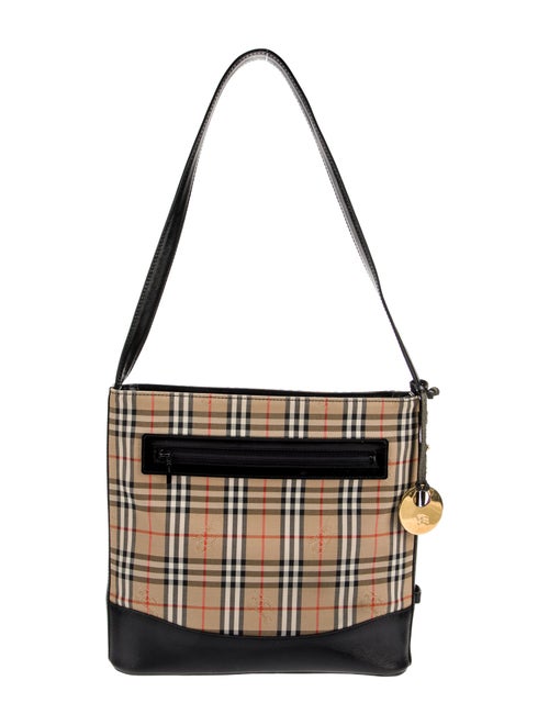 Burberry Plaid Leather Trimmed Shoulder Bag